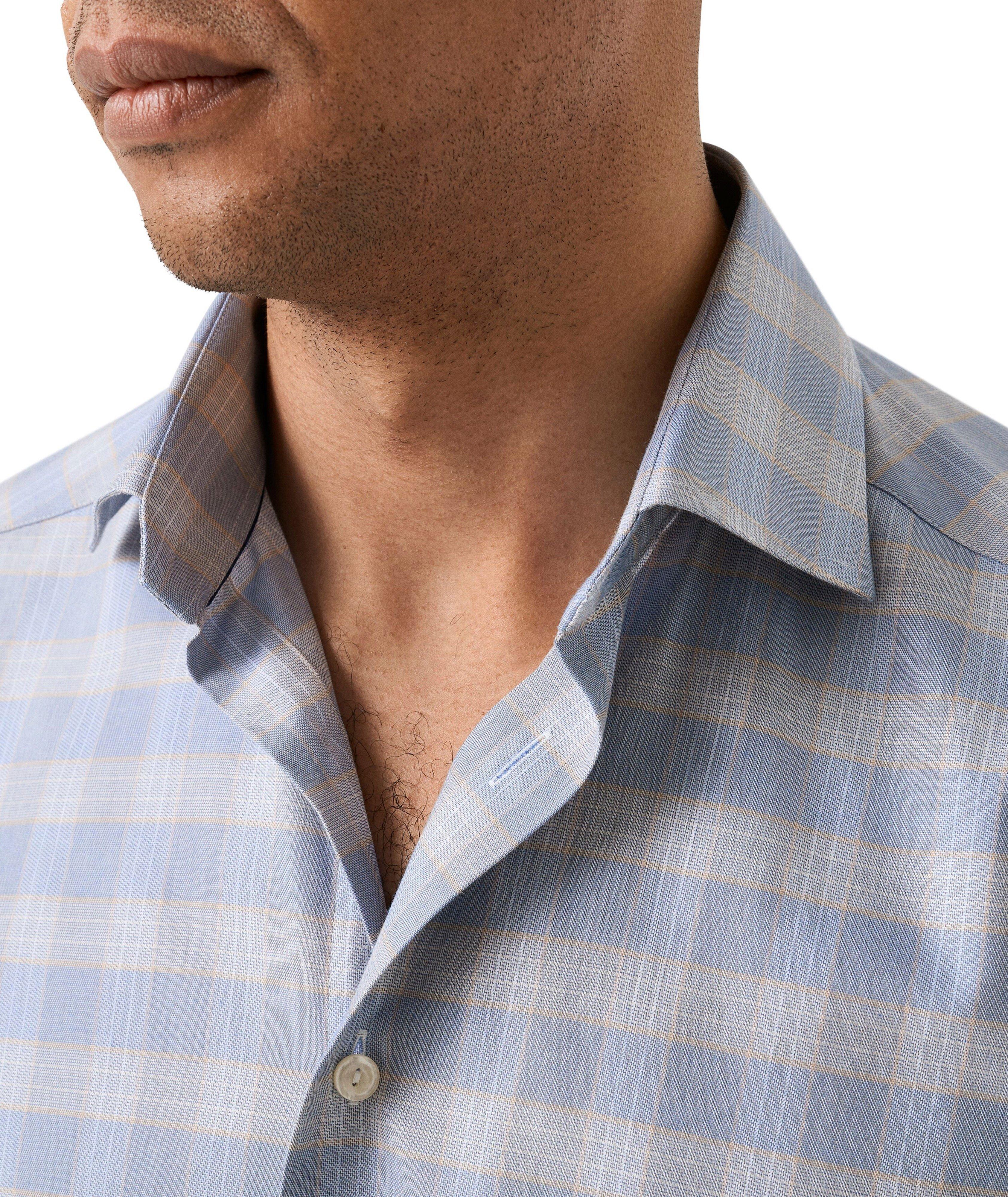 Chemise habillée en sergé à carreaux coupe contemporaine image 4