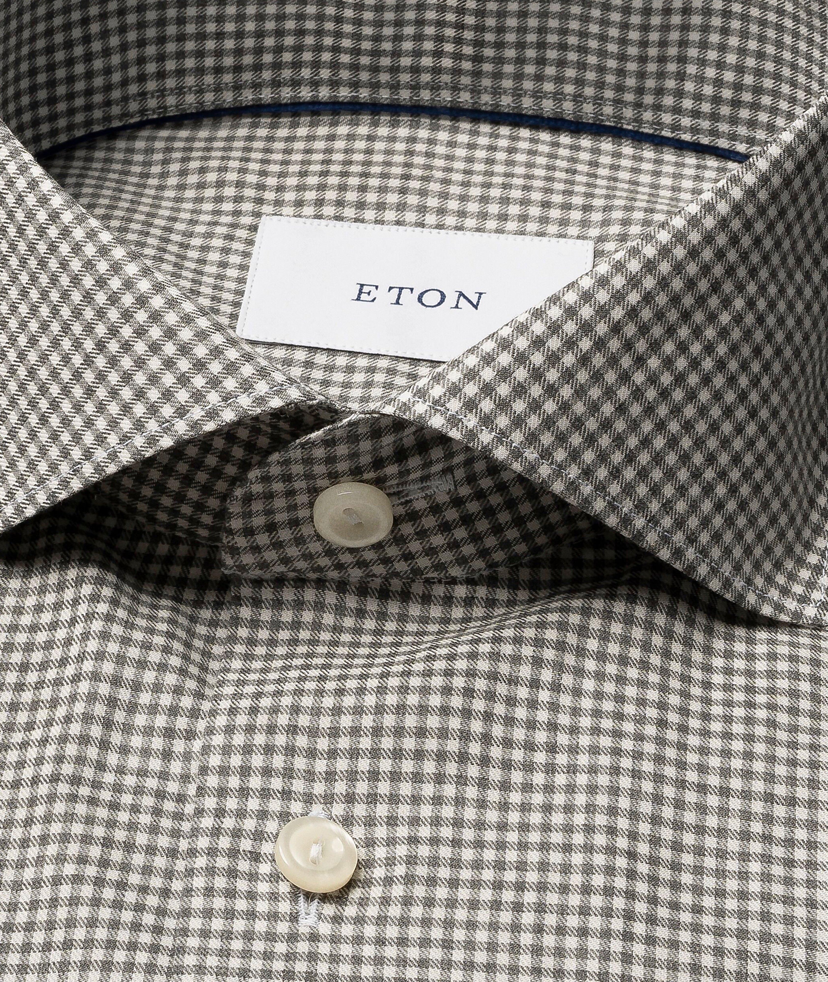 Contemporary-Fit Micro-Check Flannel Dress Shirt image 1