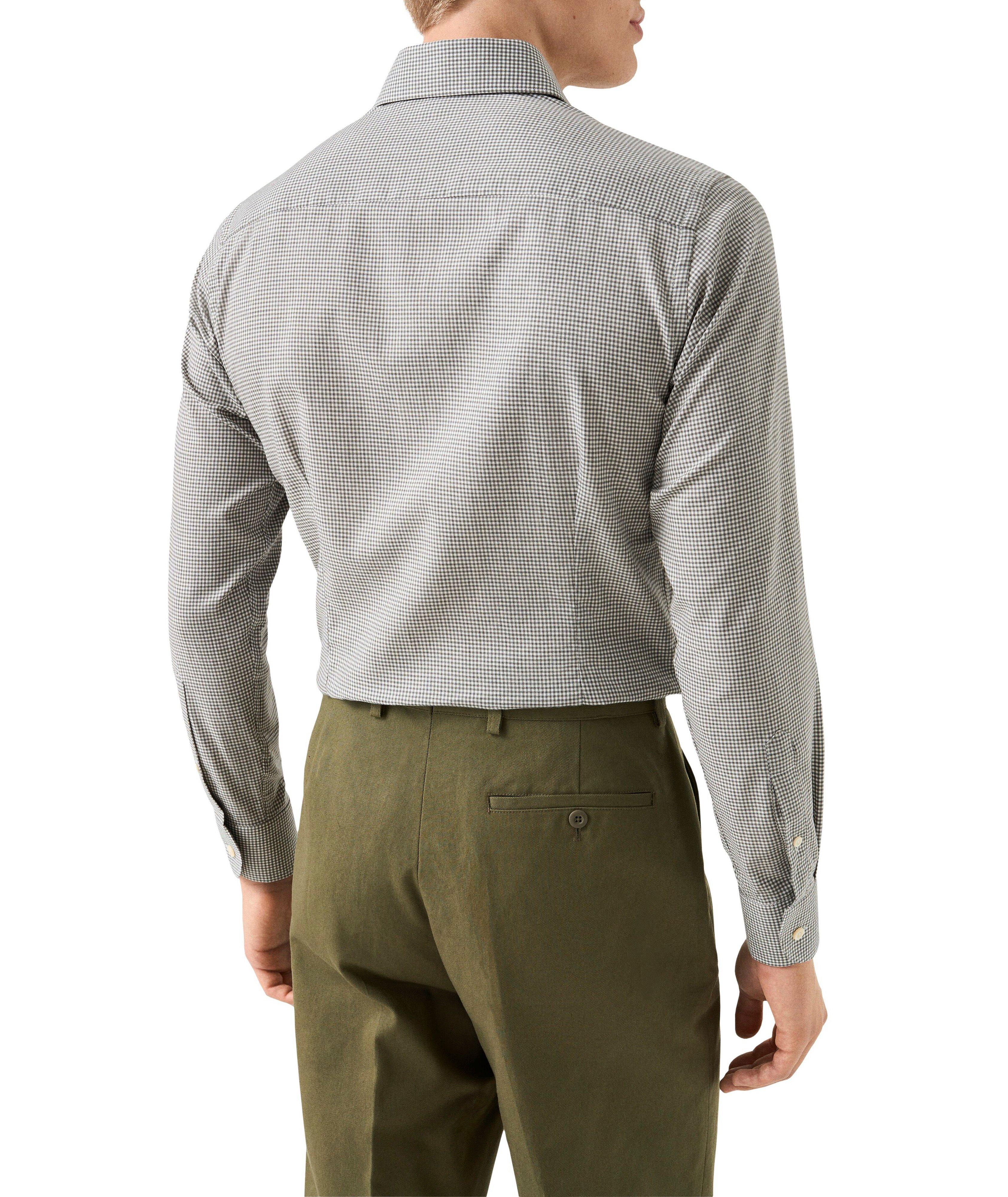 Contemporary-Fit Micro-Check Flannel Dress Shirt image 3
