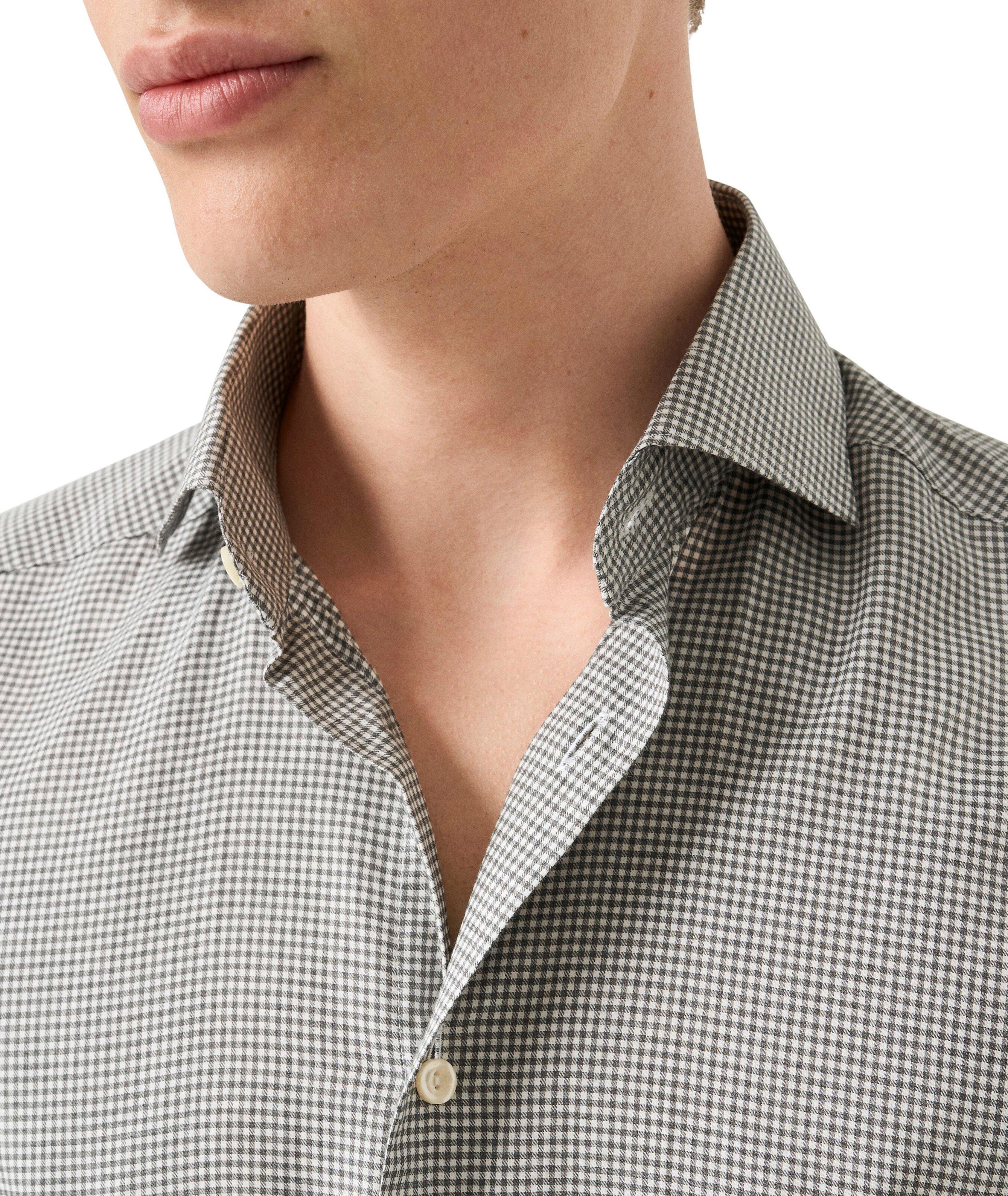 Contemporary-Fit Micro-Check Flannel Dress Shirt image 4