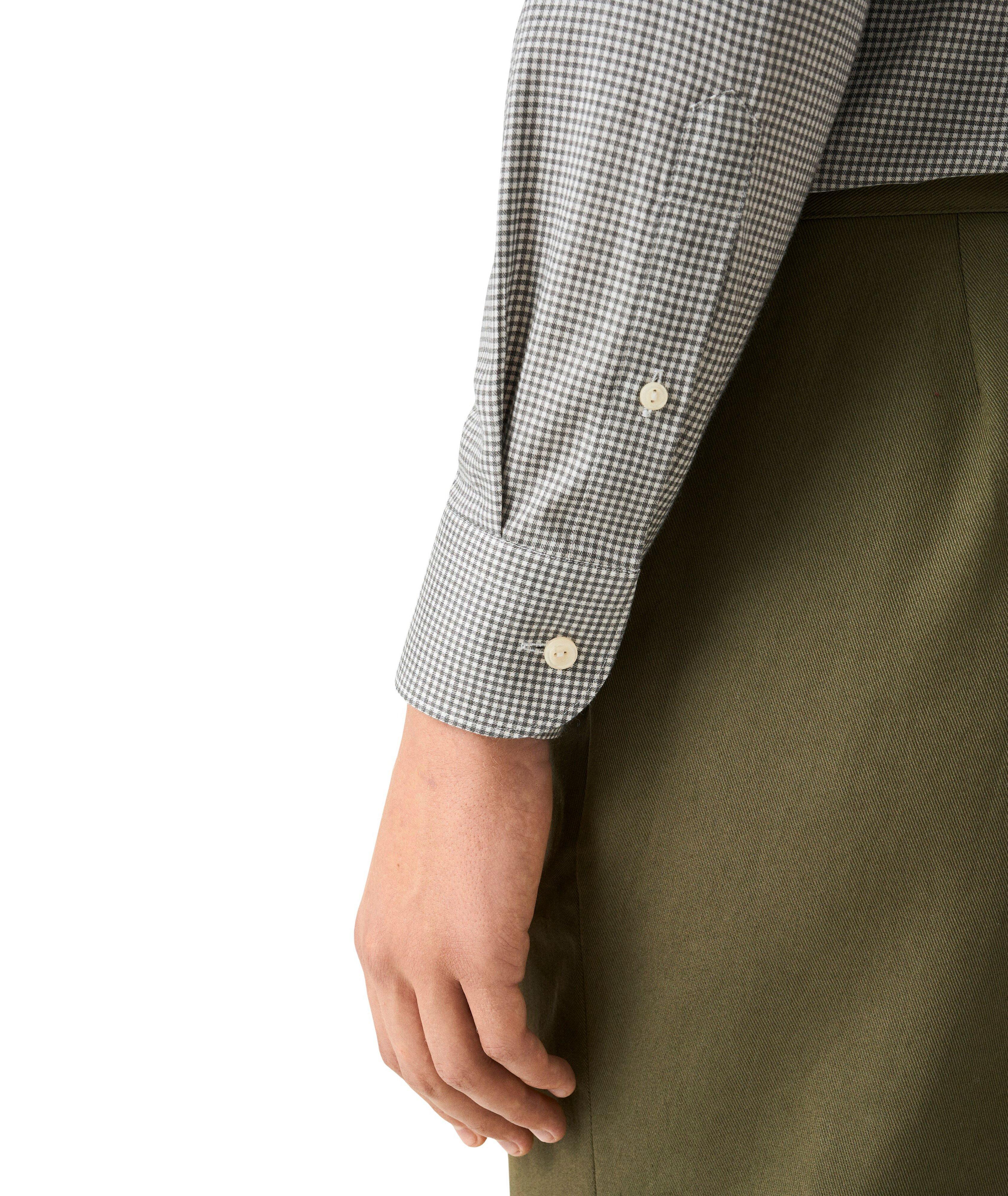 Contemporary-Fit Micro-Check Flannel Dress Shirt image 5