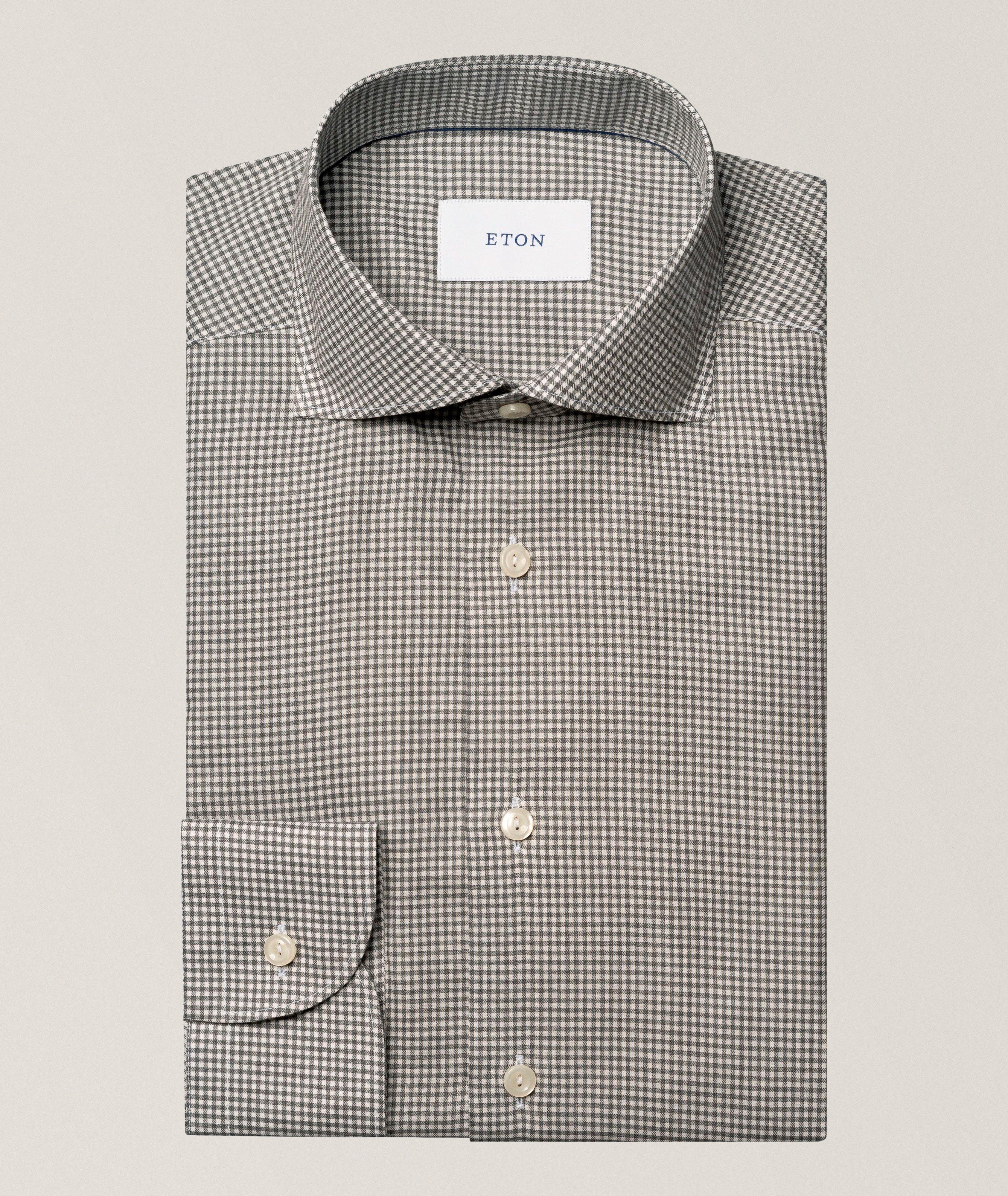 Contemporary-Fit Micro-Check Flannel Dress Shirt image 0