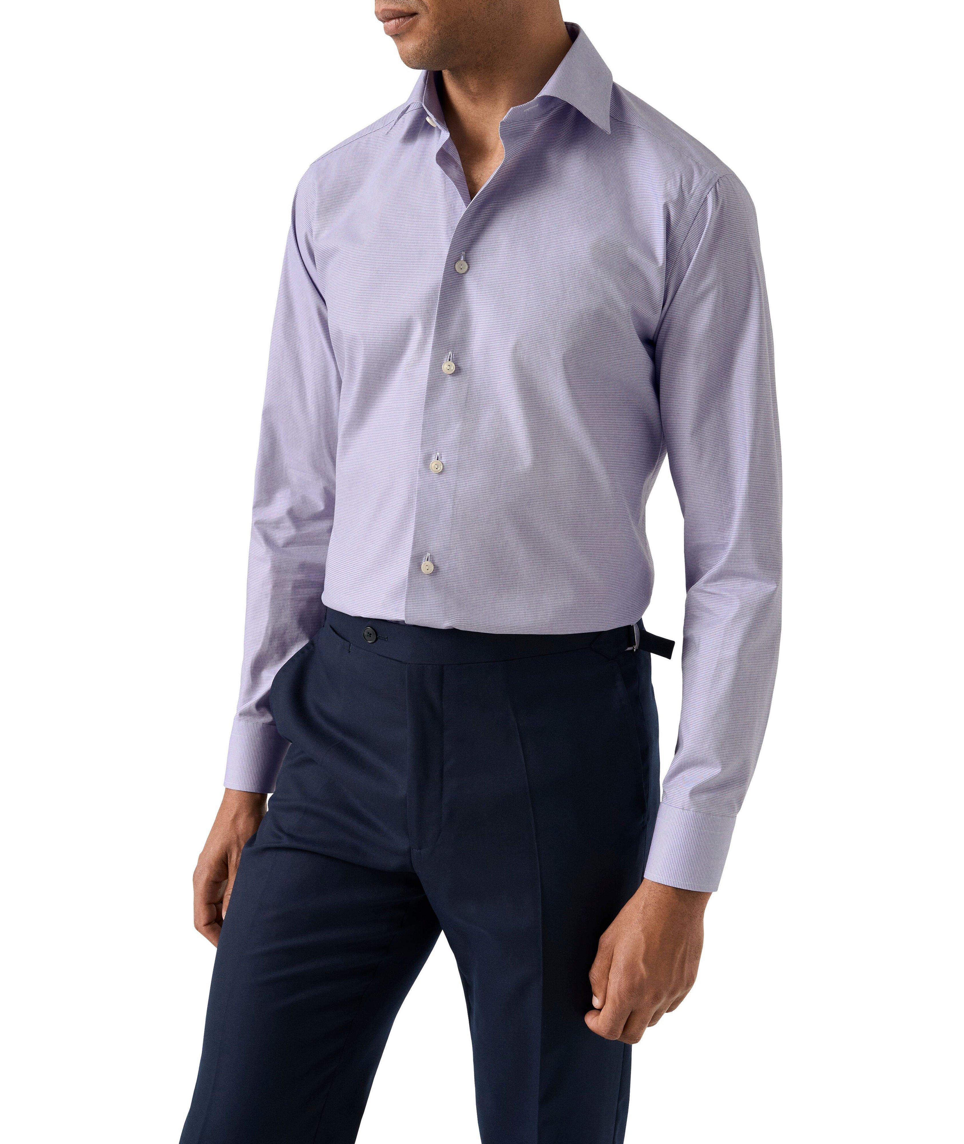 Slim-Fit Micro-Check Twill Dress Shirt image 1