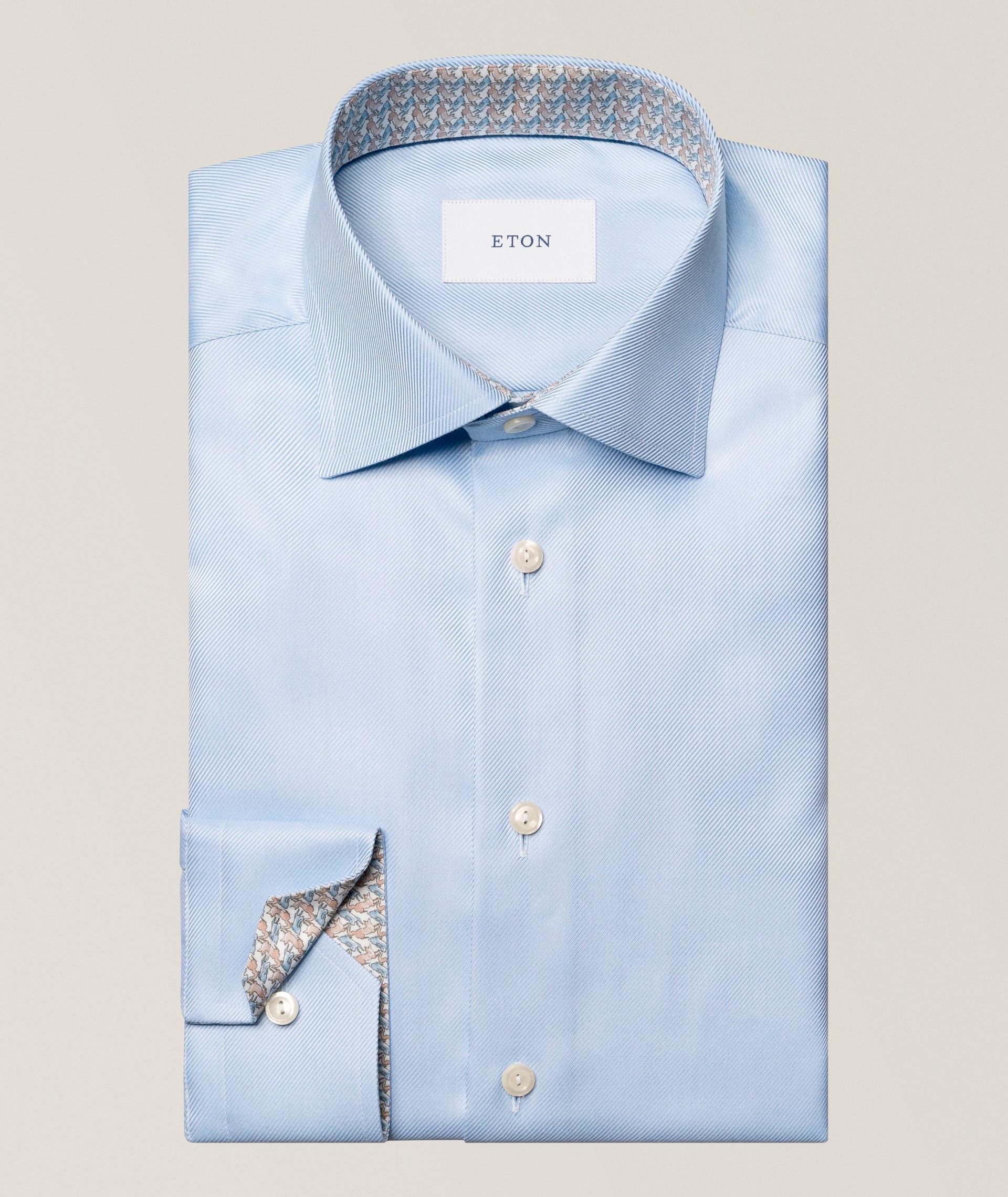 Contemporary-Fit Geo-Effect Twill Dress Shirt image 0