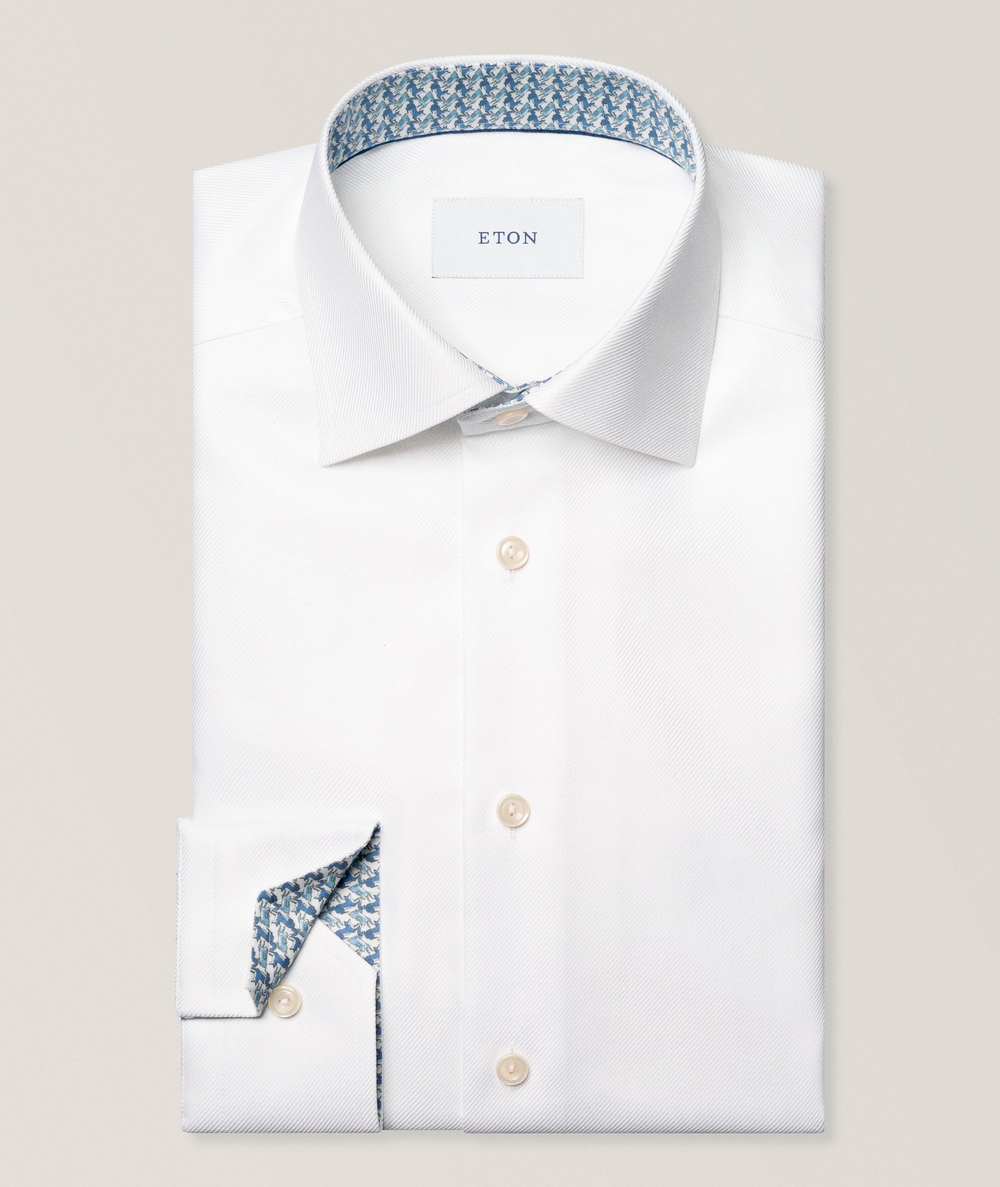 Contemporary-Fit Geo-Effect Twill Dress Shirt image 0