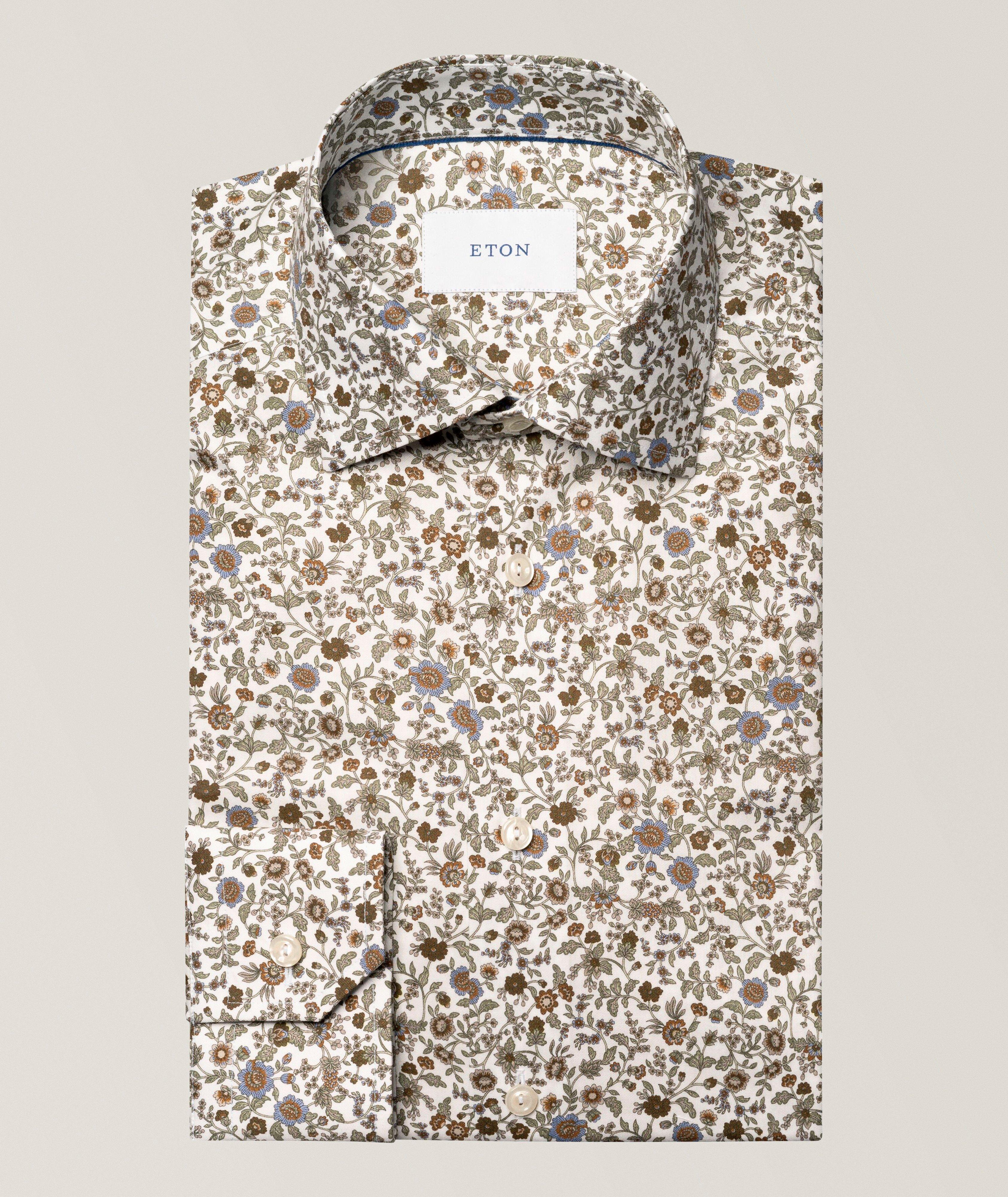Slim-Fit Floral Stripe Twill Dress Shirt image 0