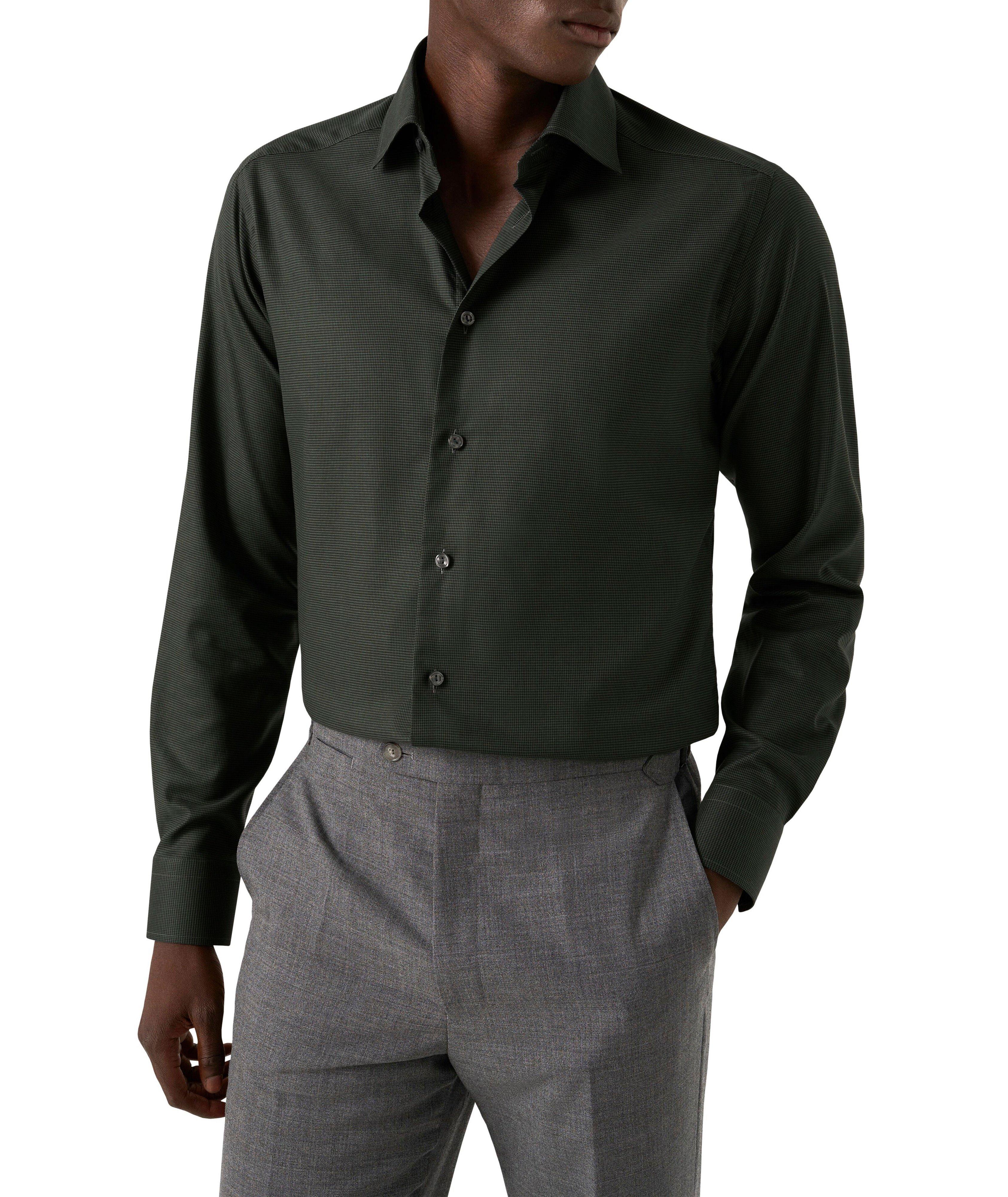 Slim-Fit Micro-Check Flannel Dress Shirt image 1