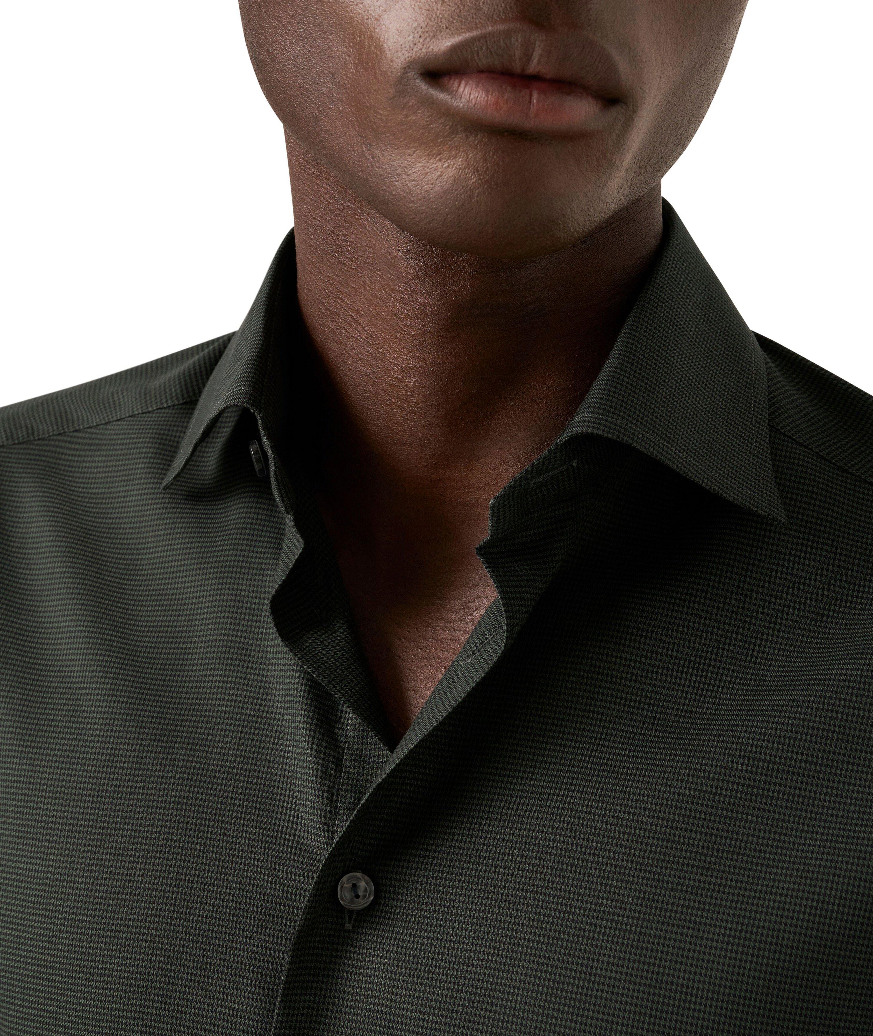 Slim-Fit Micro-Check Flannel Dress Shirt image 3