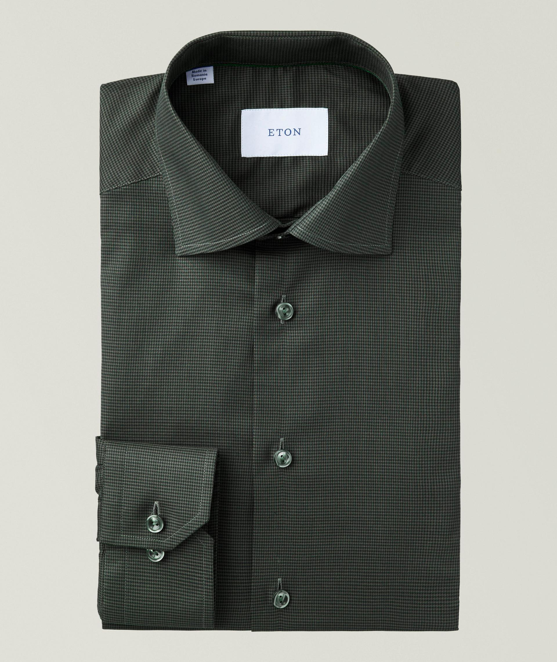 Slim-Fit Micro-Check Flannel Dress Shirt image 0