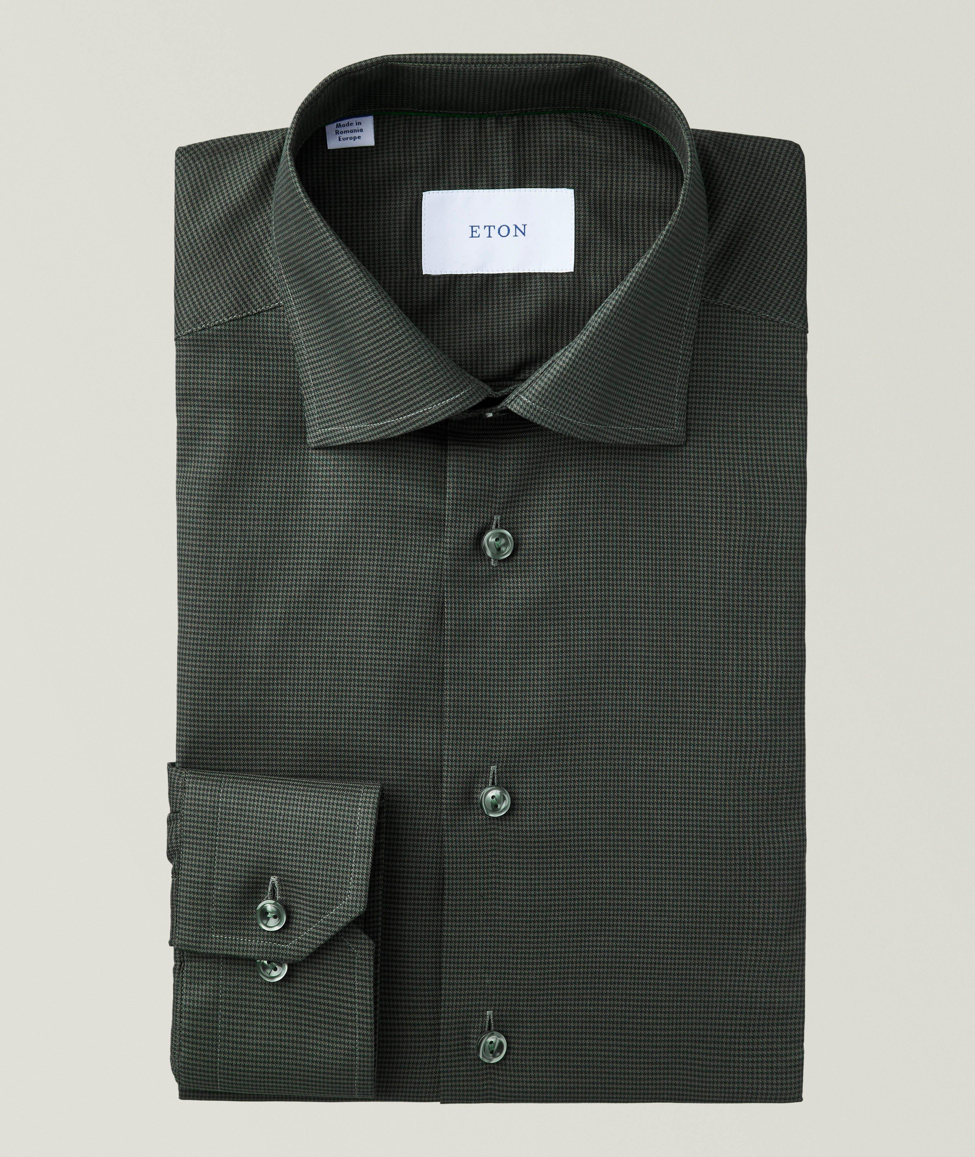 Slim-Fit Micro-Check Flannel Dress Shirt image 0