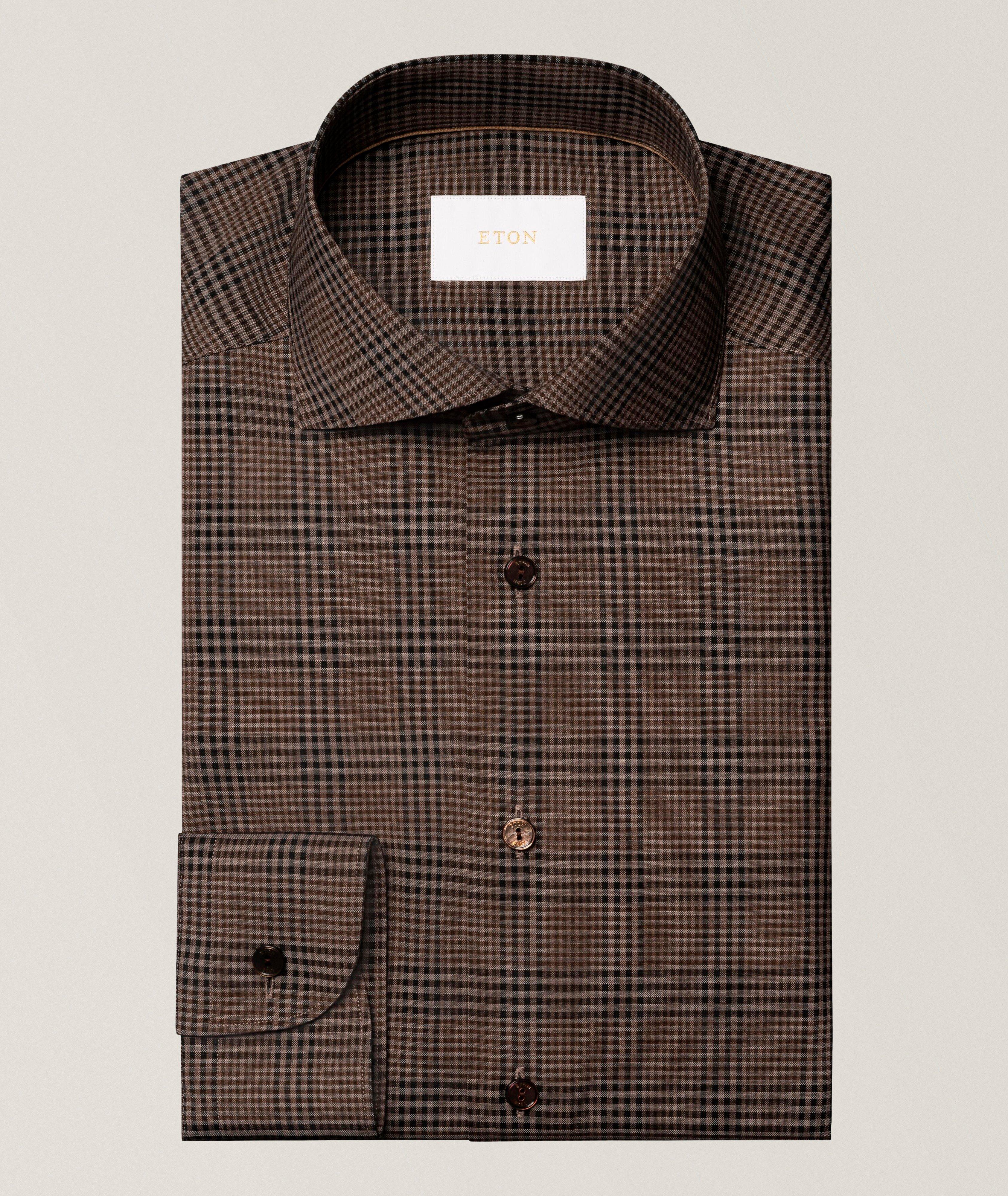 Chemise à carreaux laine mérinos à coupe contemporaine image 1