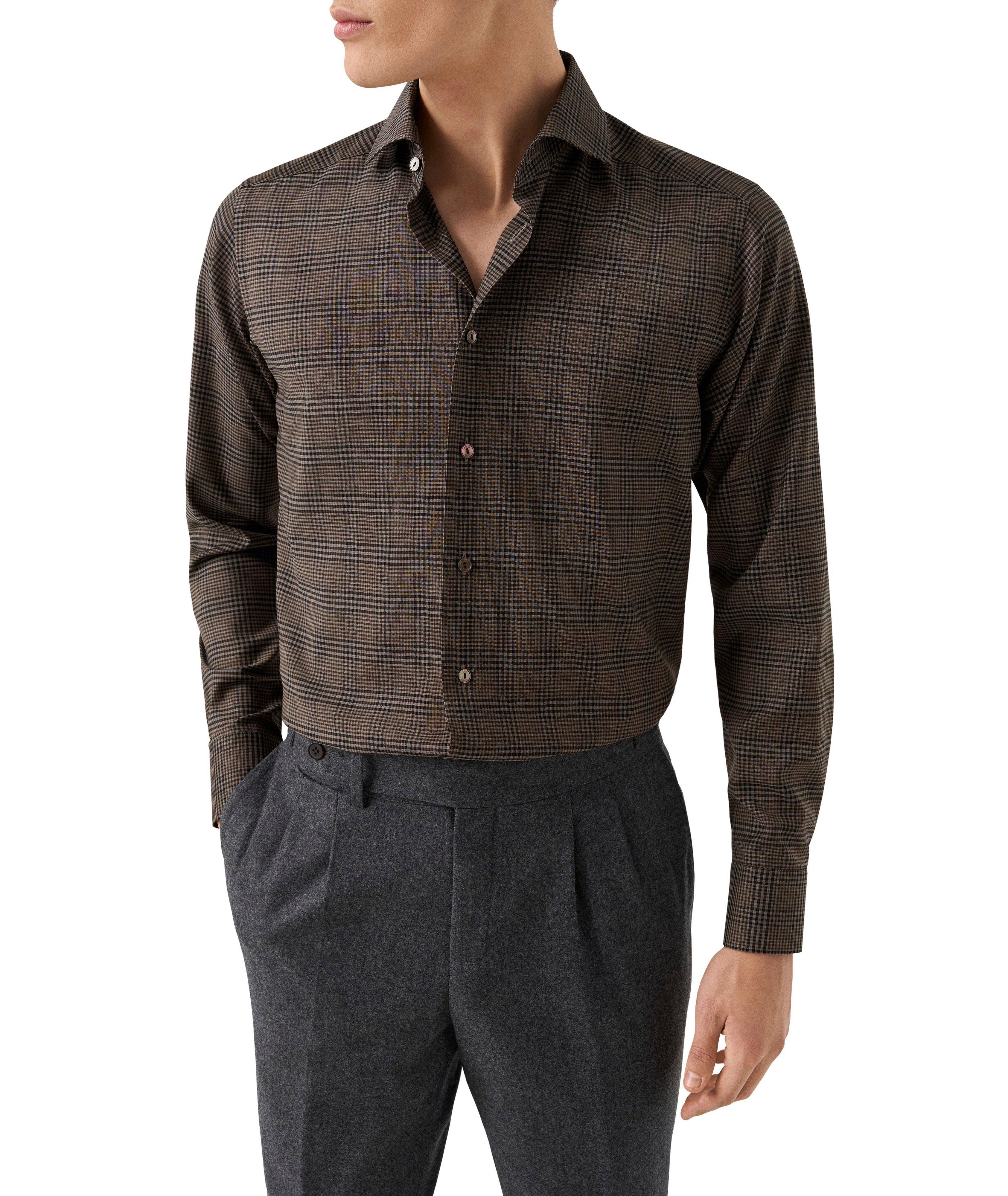 Chemise à carreaux laine mérinos à coupe contemporaine image 2