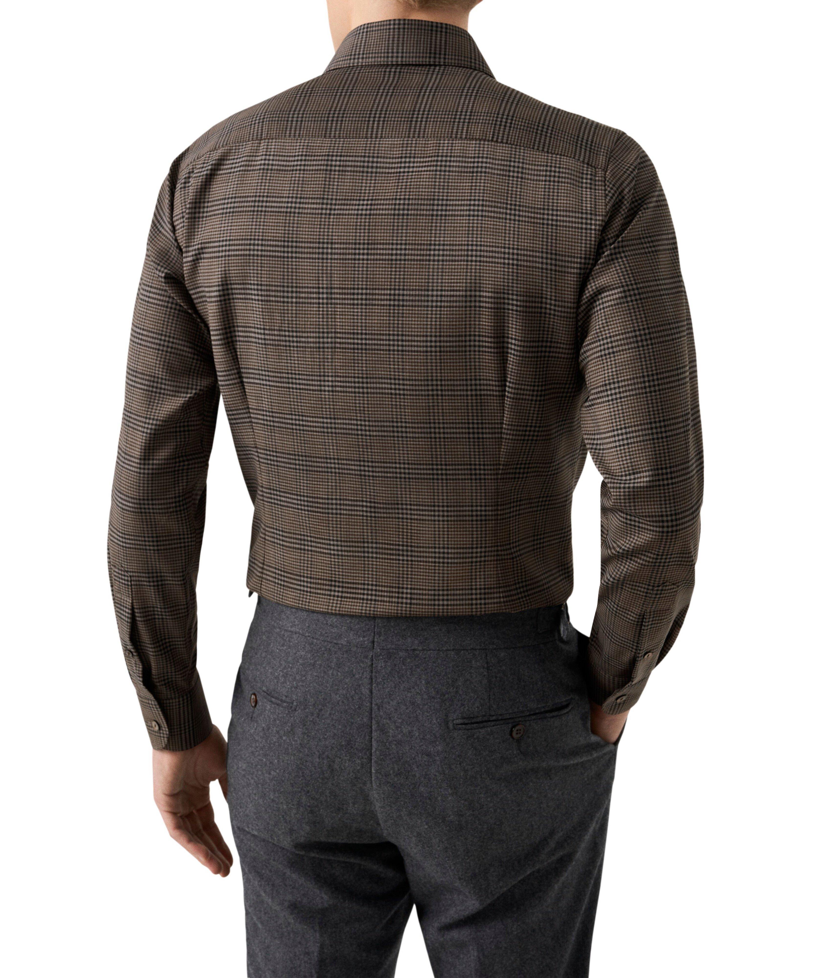 Chemise à carreaux laine mérinos à coupe contemporaine image 3