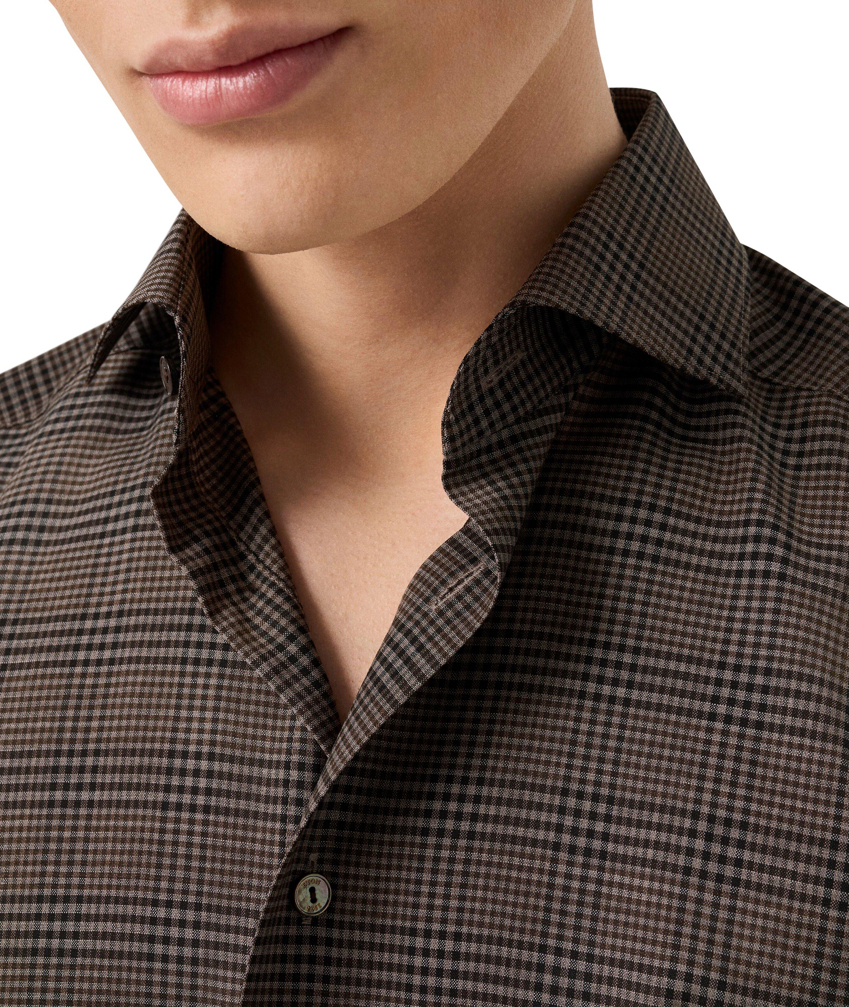 Chemise à carreaux laine mérinos à coupe contemporaine image 4