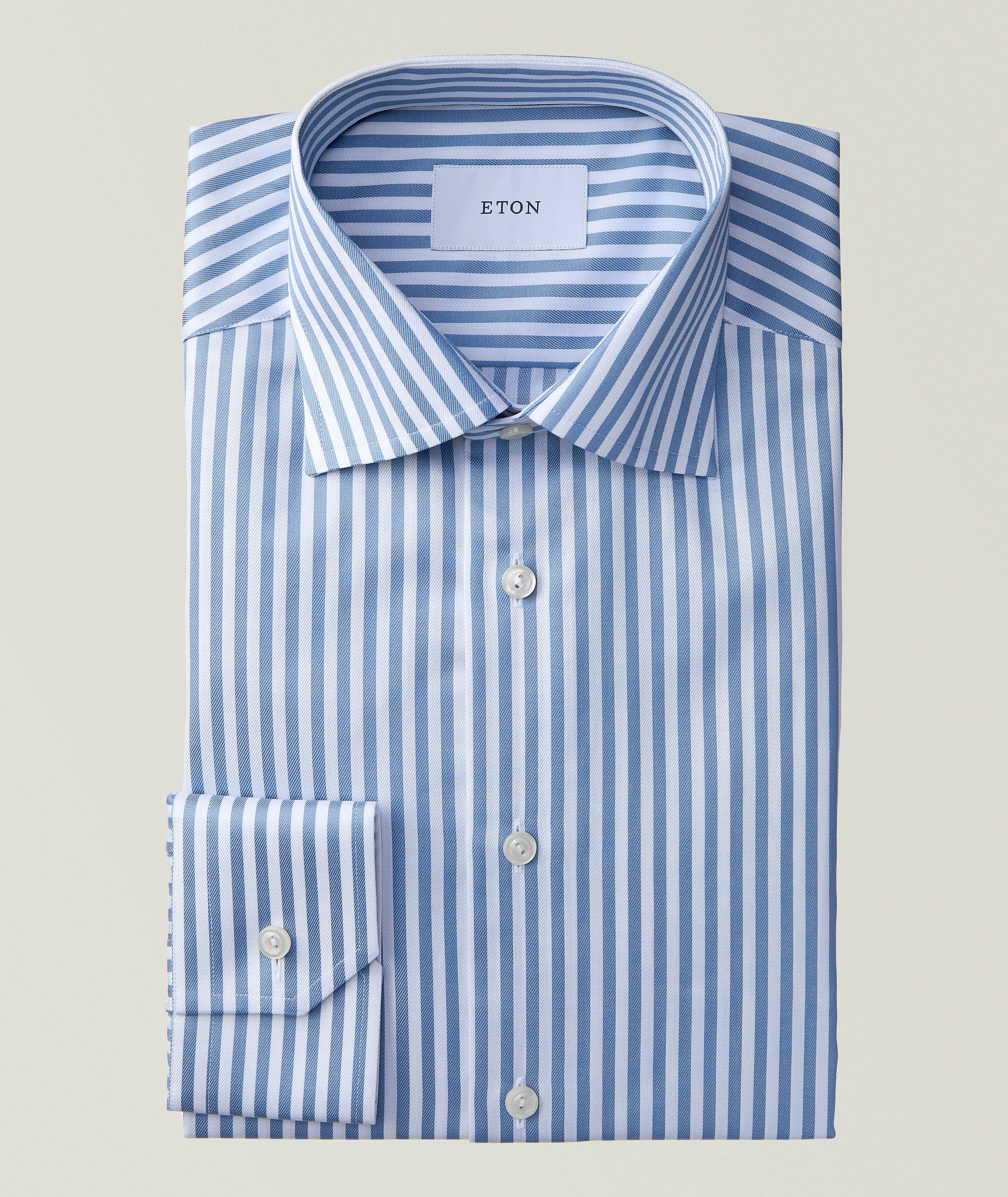 Eton Contemporary-Fit Bengal Stripe Twill Dress Shirt