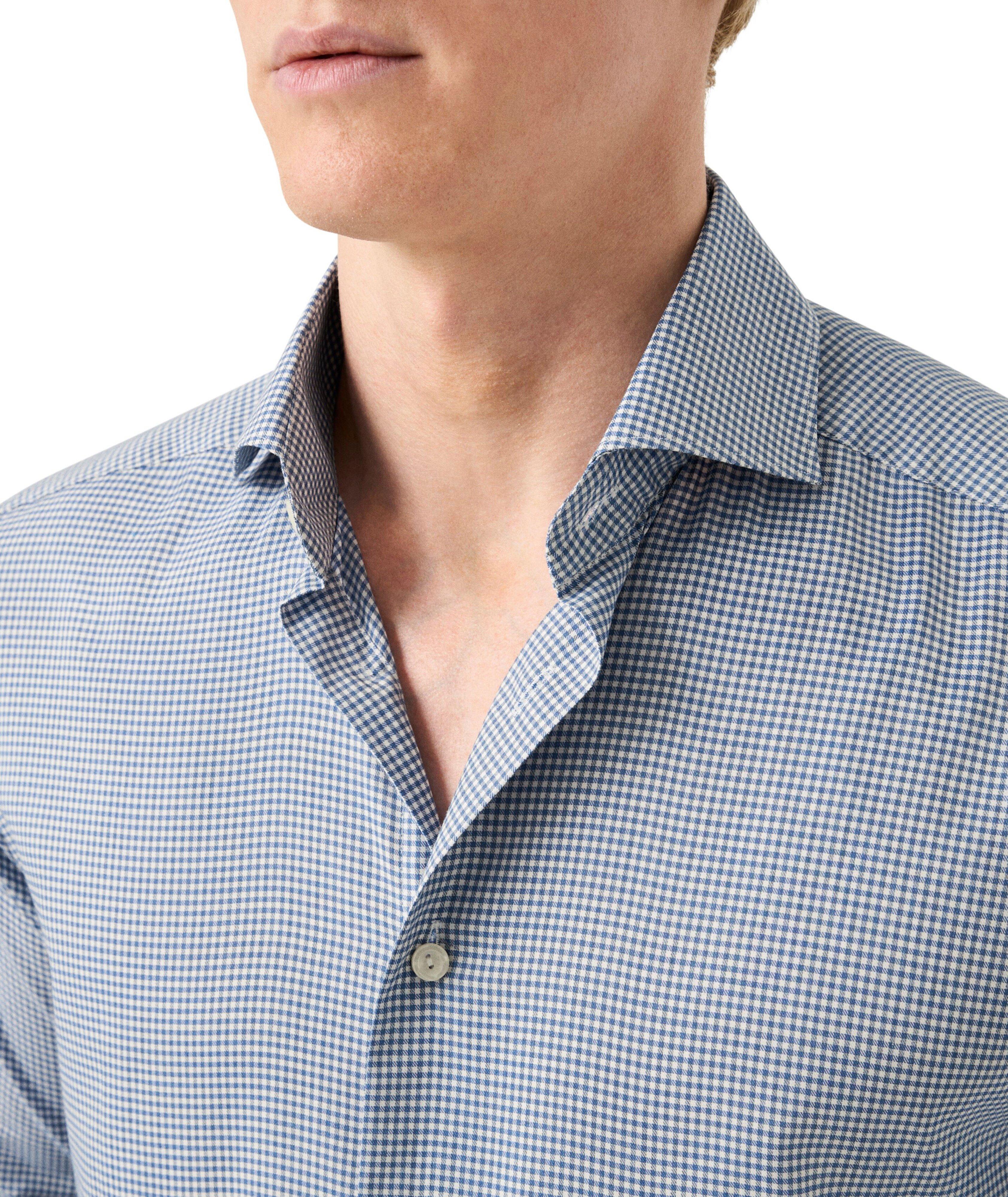 Chemise habillée en flanelle à micro-carreaux Coupe Contemporaine image 4