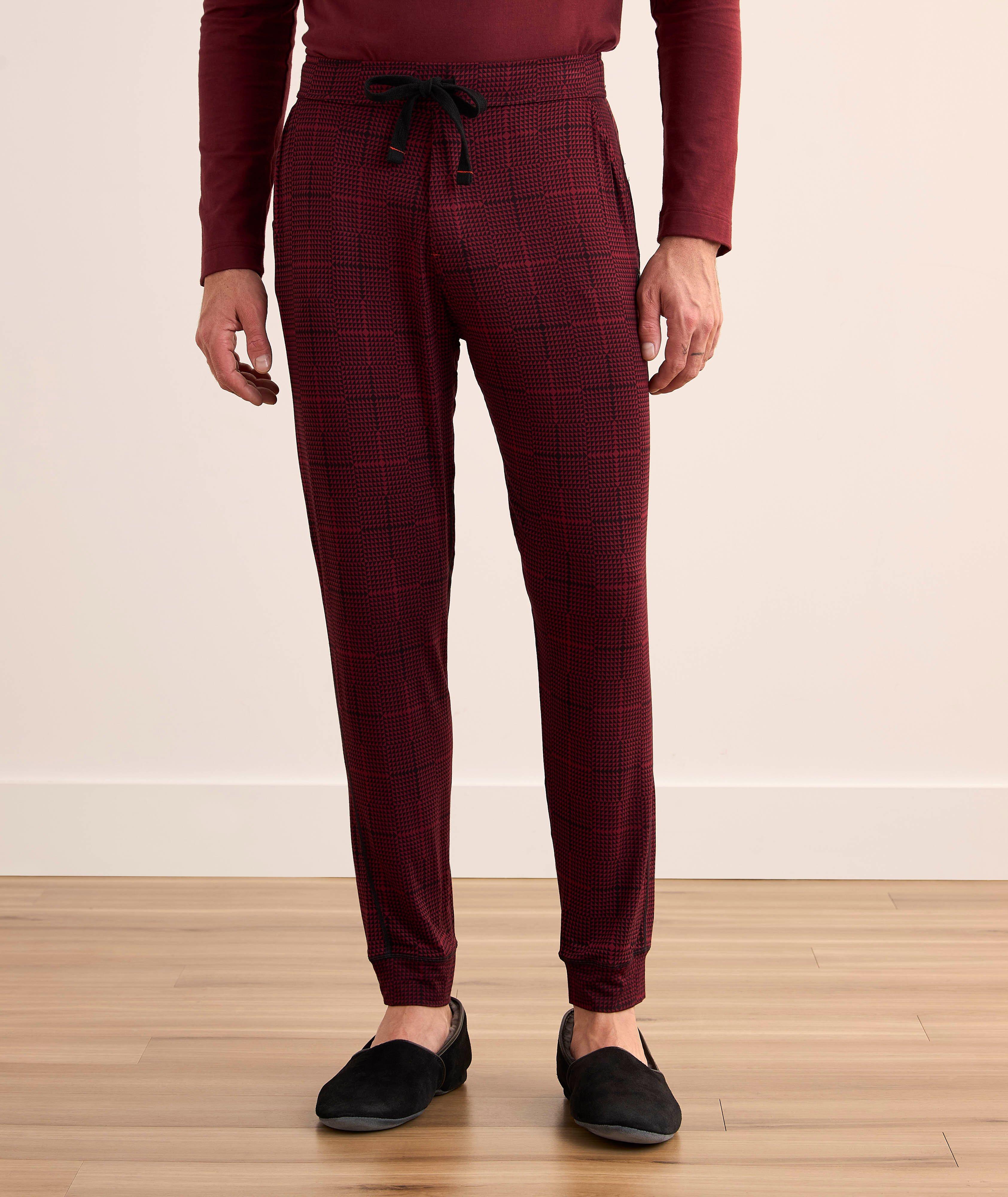 Geometric Plaid Stretch-Modal Pants  image 1