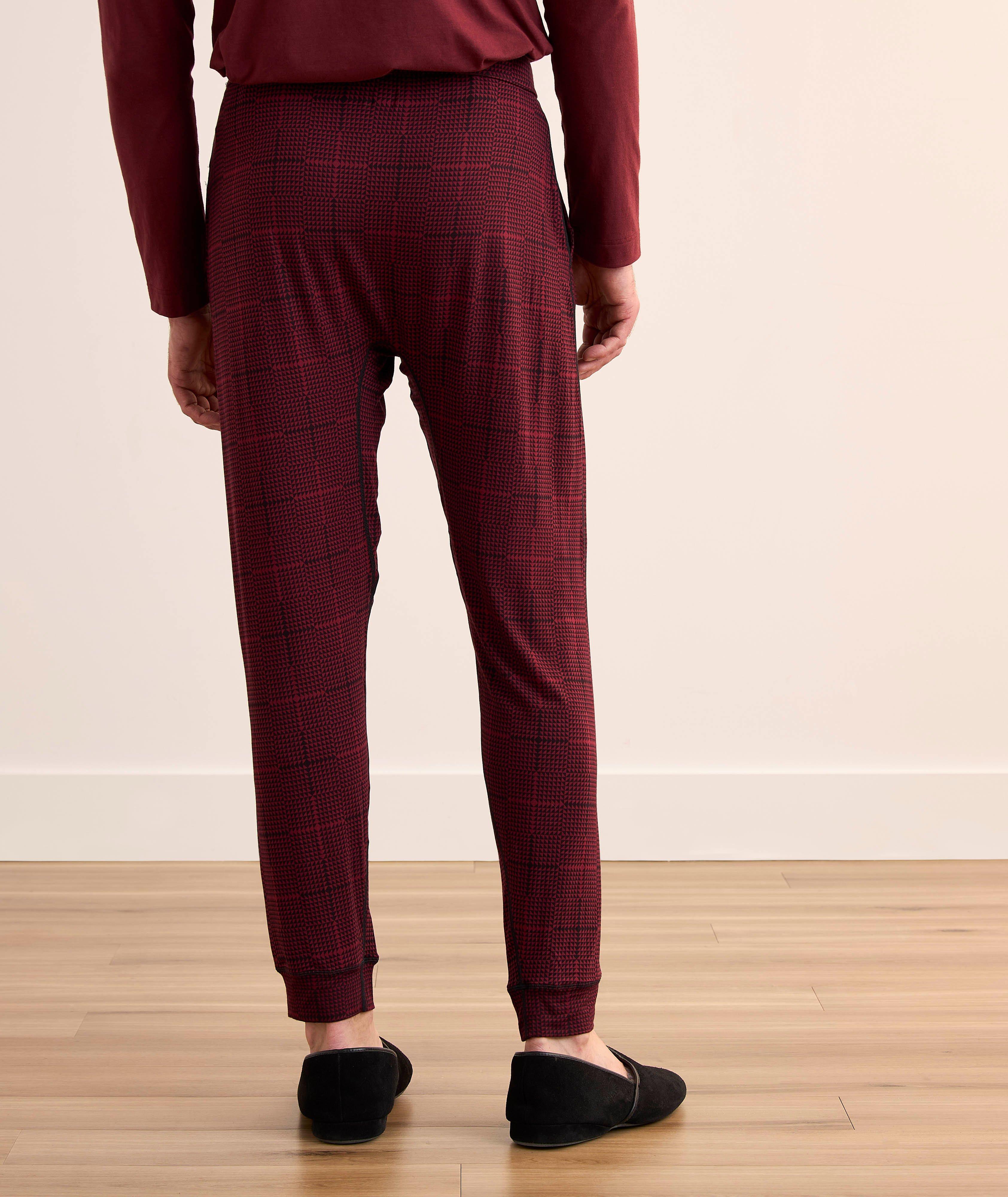 Geometric Plaid Stretch-Modal Pants  image 2