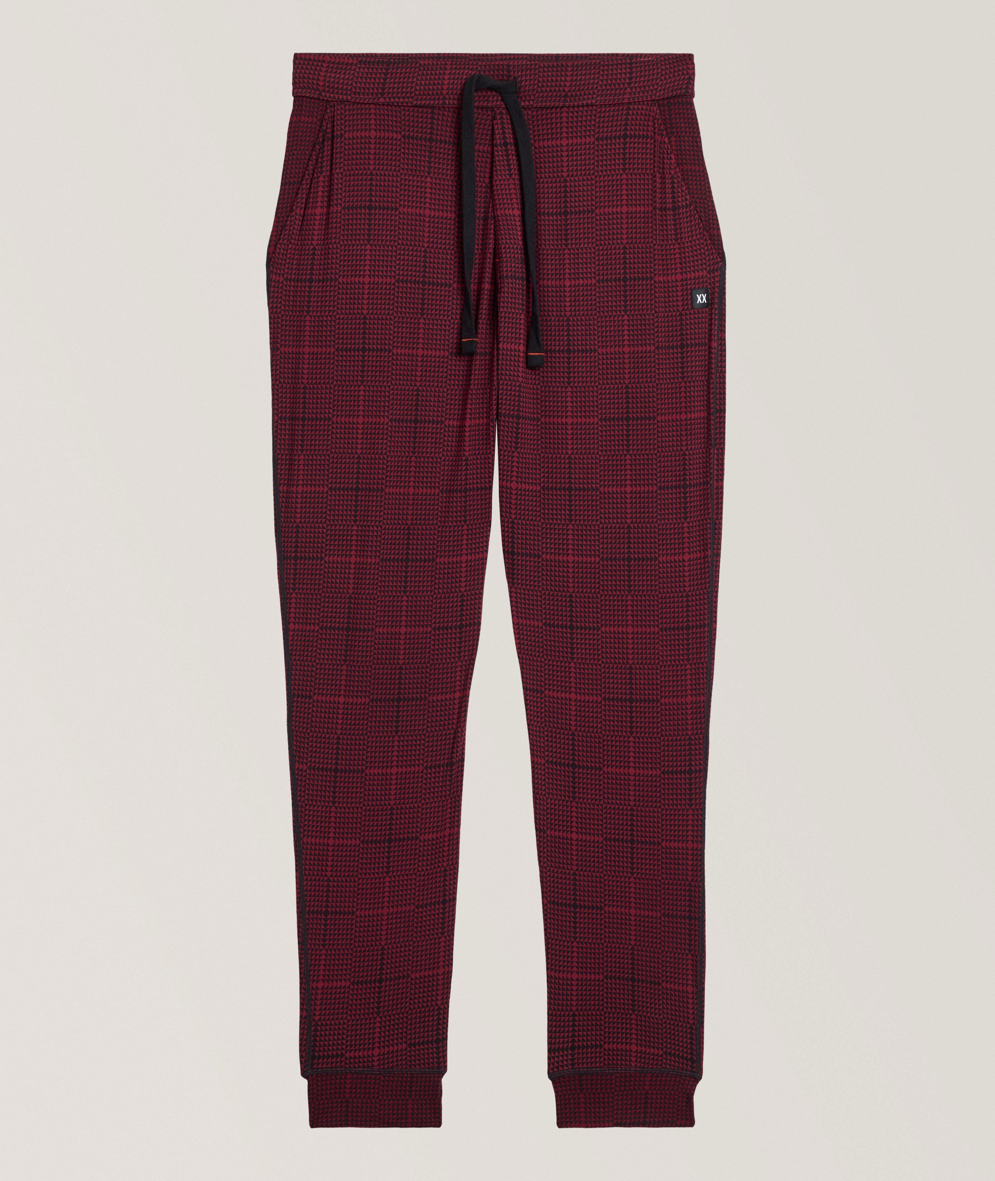 Pantalon à carreaux géométriques en modal extensible image 0