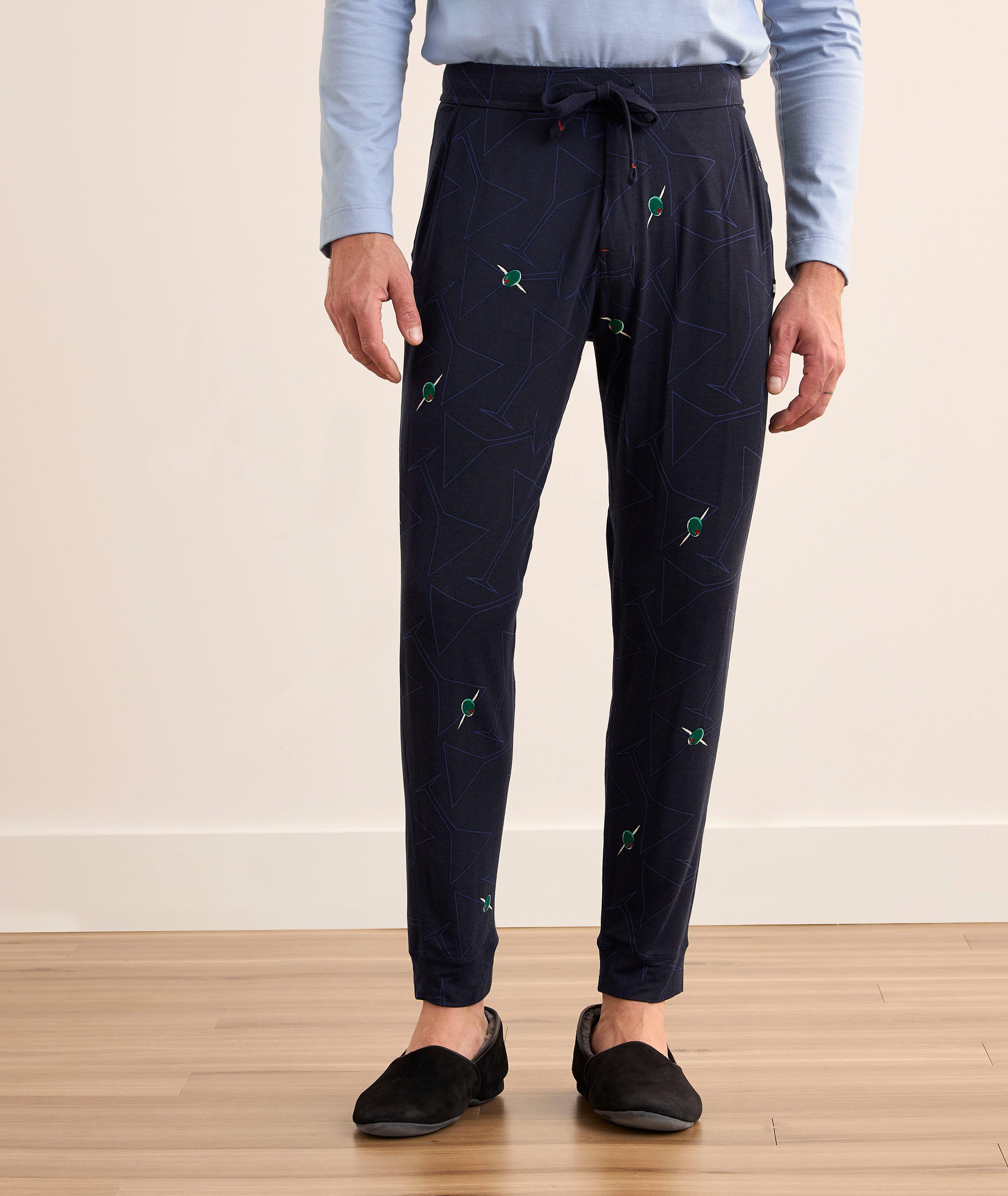 Geometric Plaid Stretch-Modal Pants  image 1