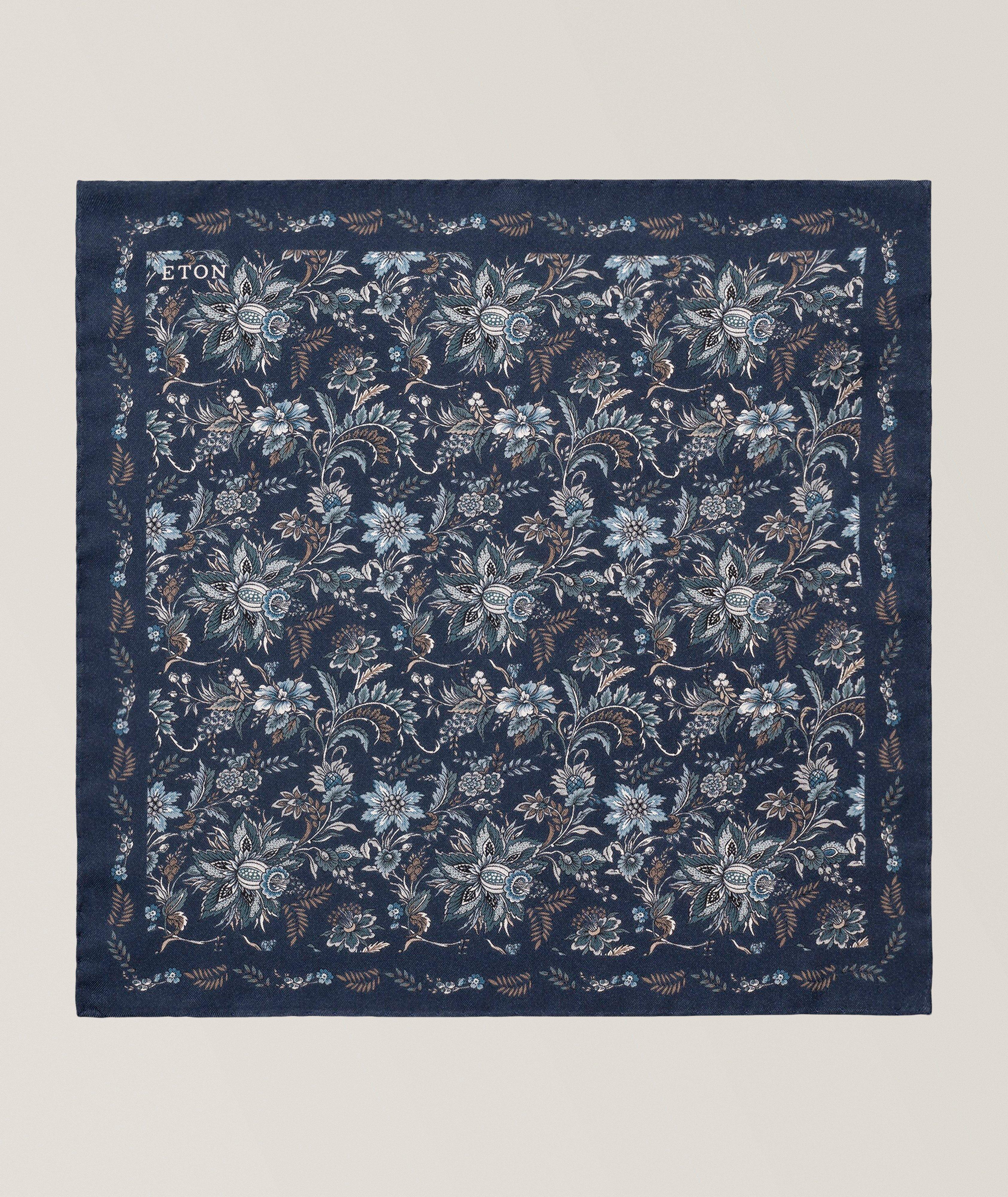 Mouchoir de poche en soie à motif floral image 1