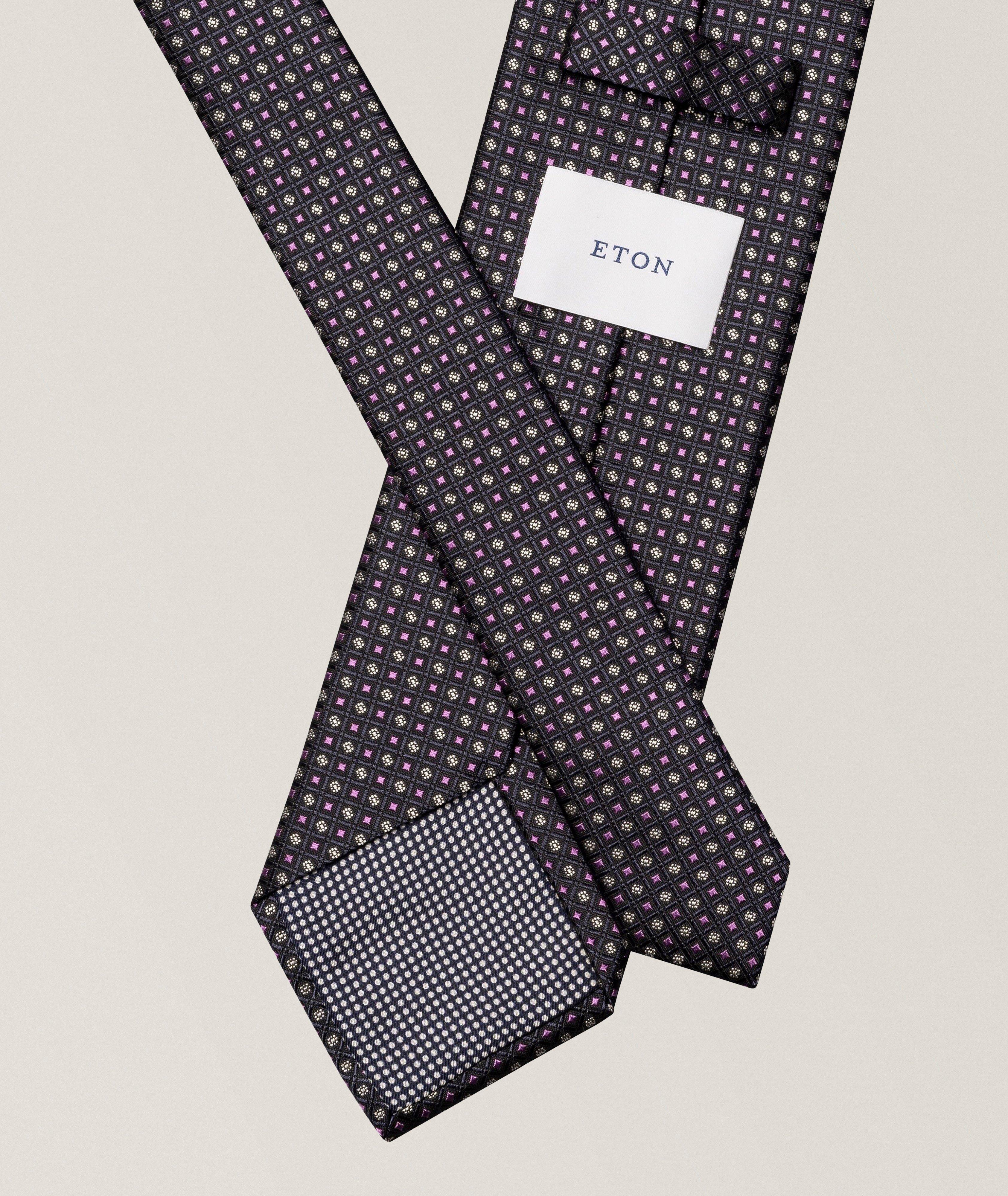 Micro-Geometric Woven Silk Tie image 1