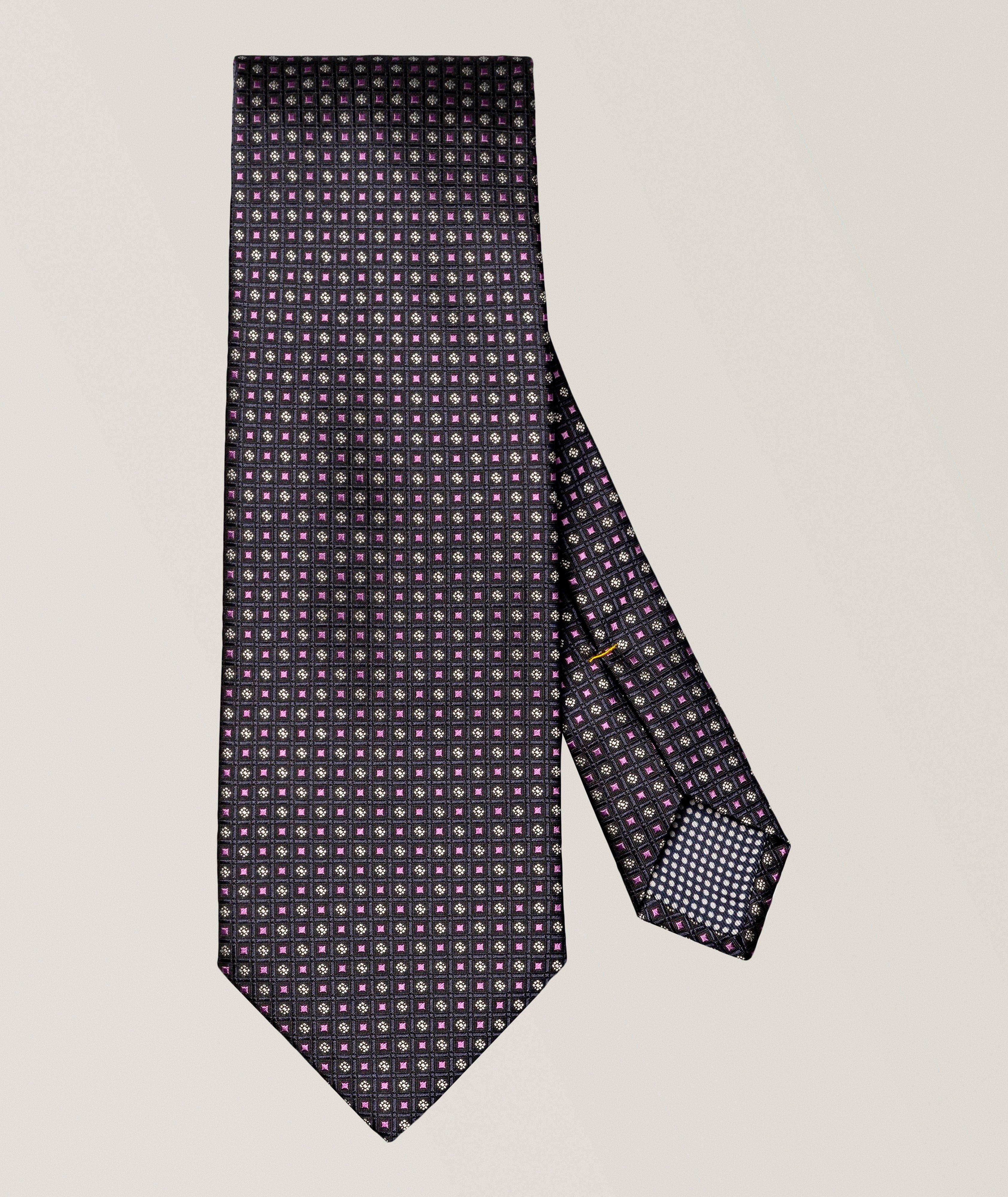 Micro-Geometric Woven Silk Tie image 0