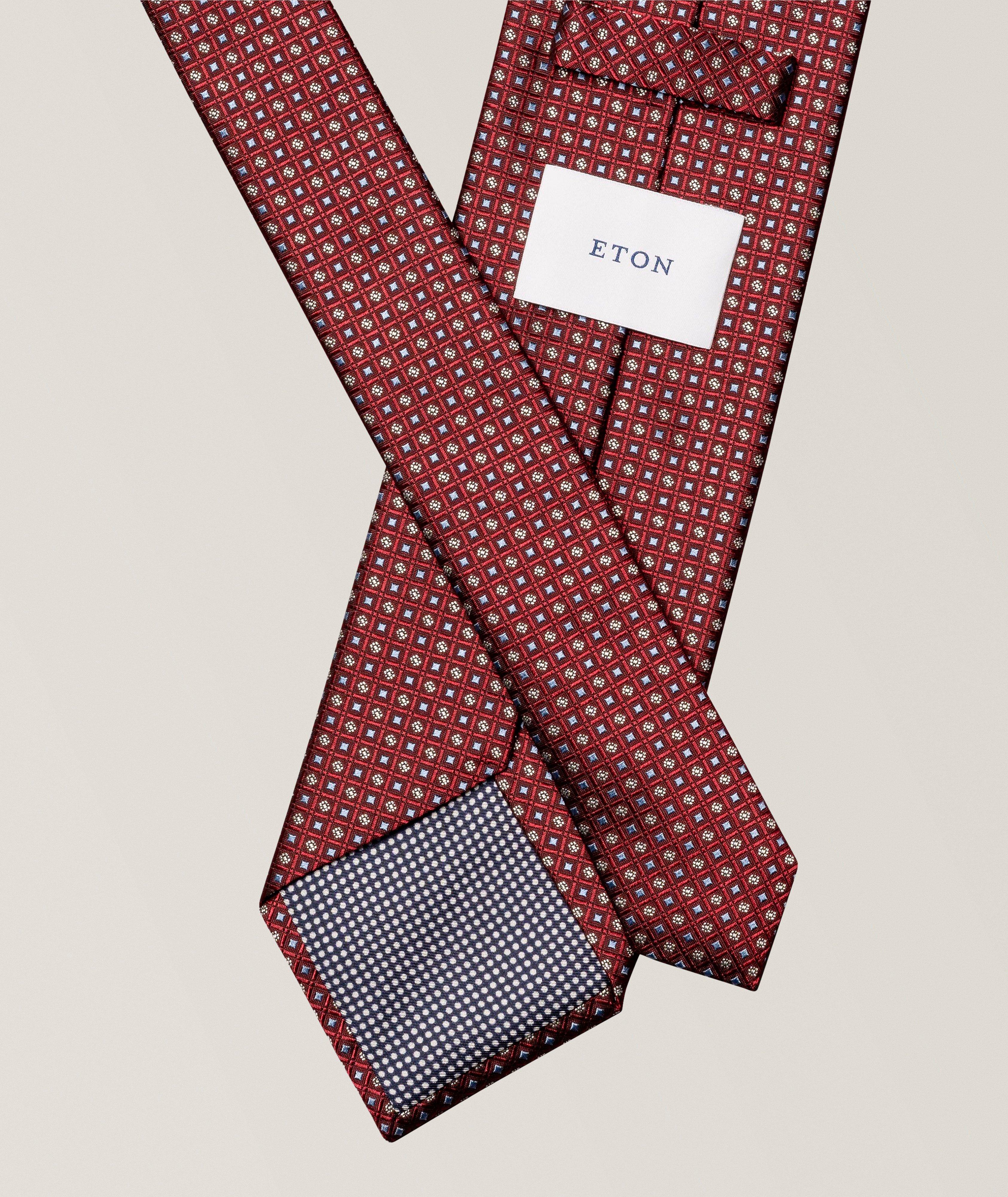 Micro-Geometric Woven Silk Tie image 1