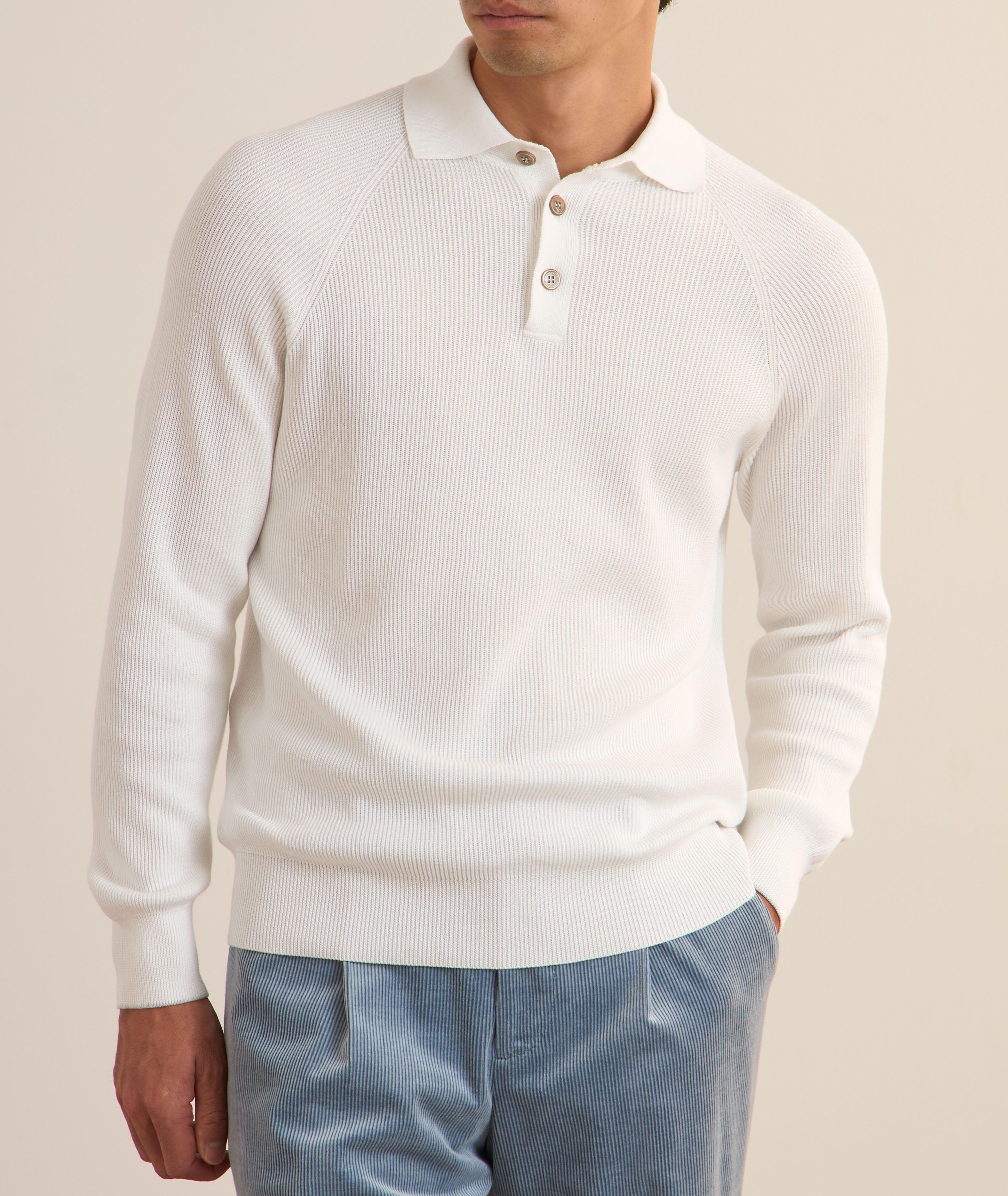 Ribbed Cotton Polo Sweater image 1