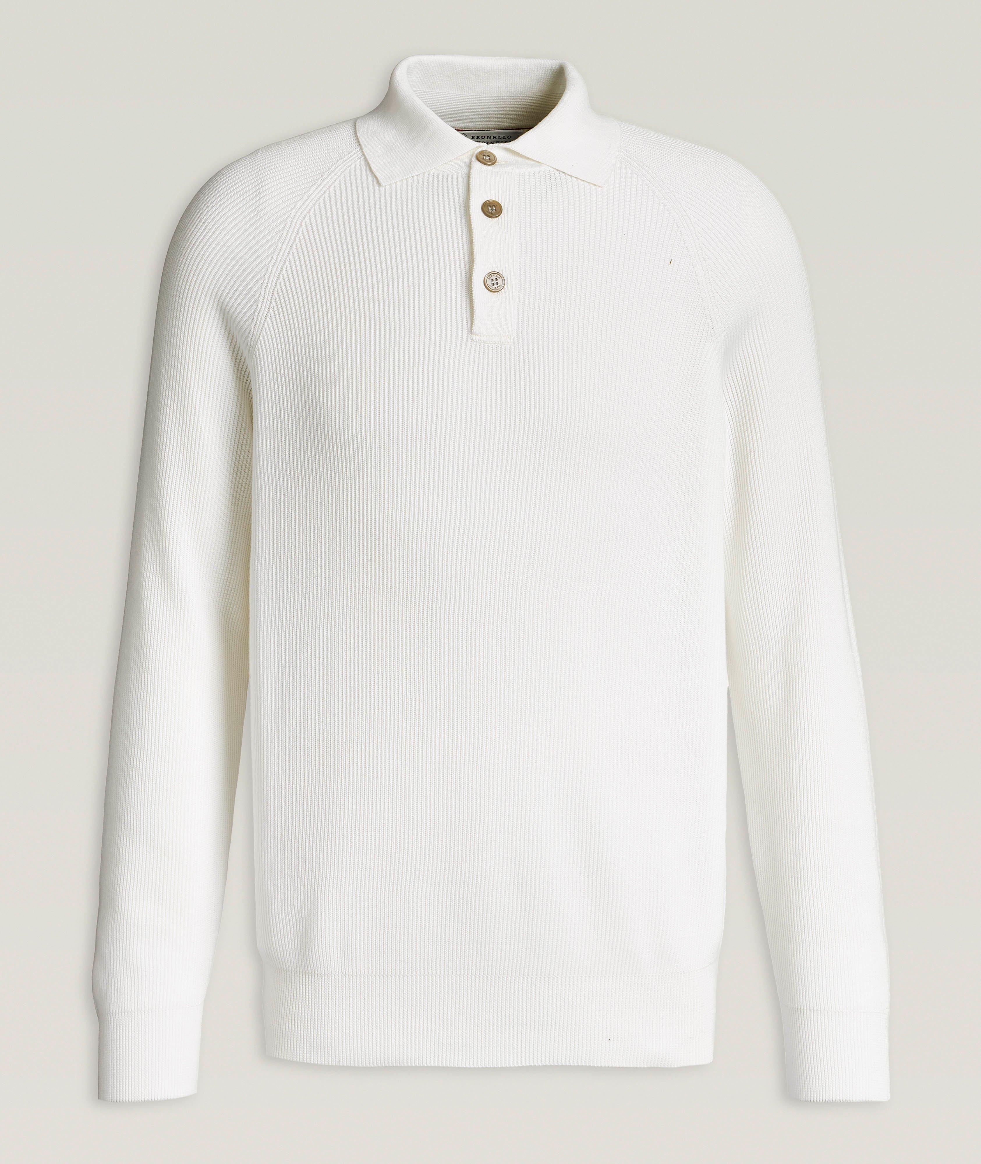 Brunello Cucinelli Ribbed Cotton Polo Sweater