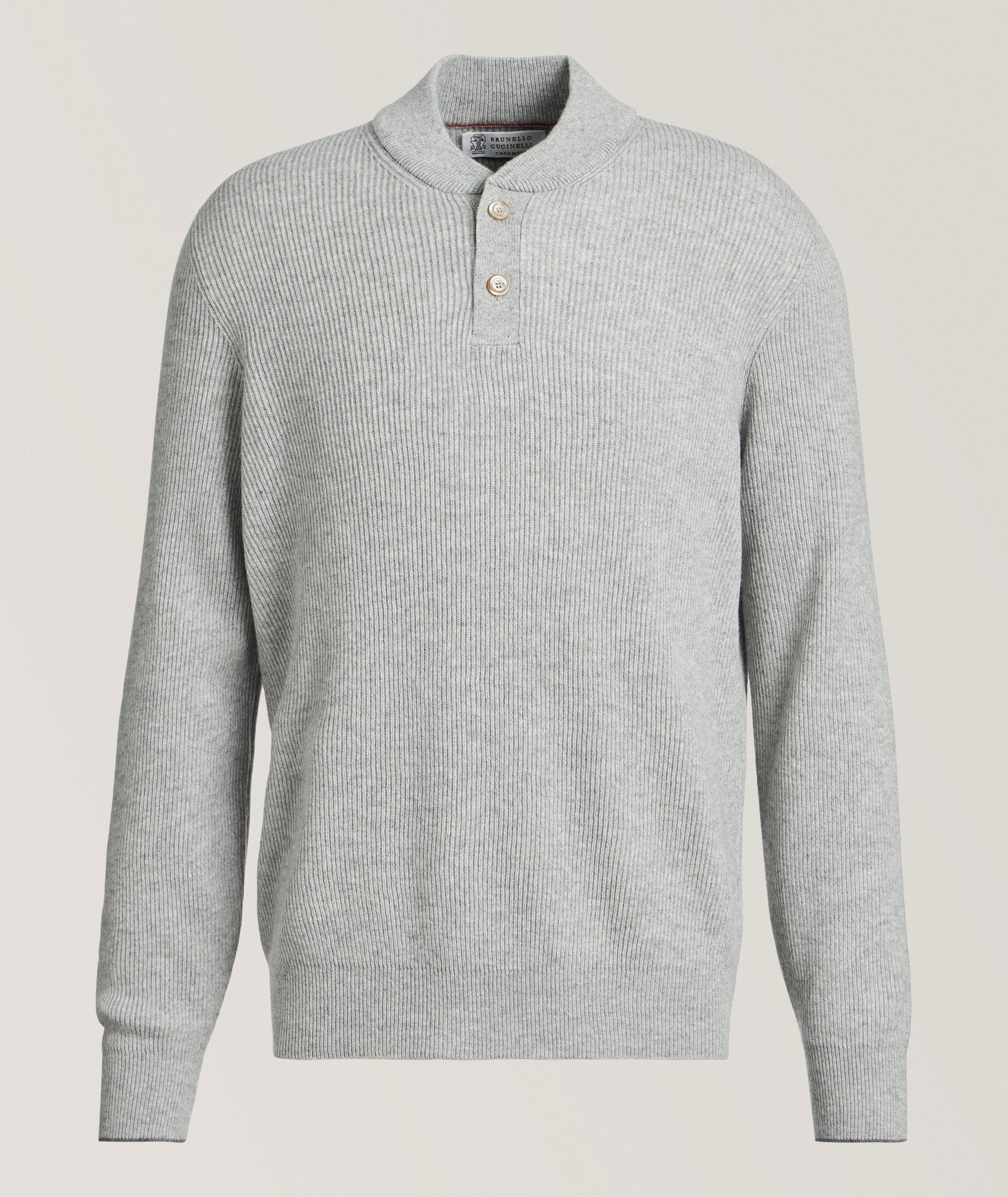 Ribbed Cashmere Henley Sweater image 0