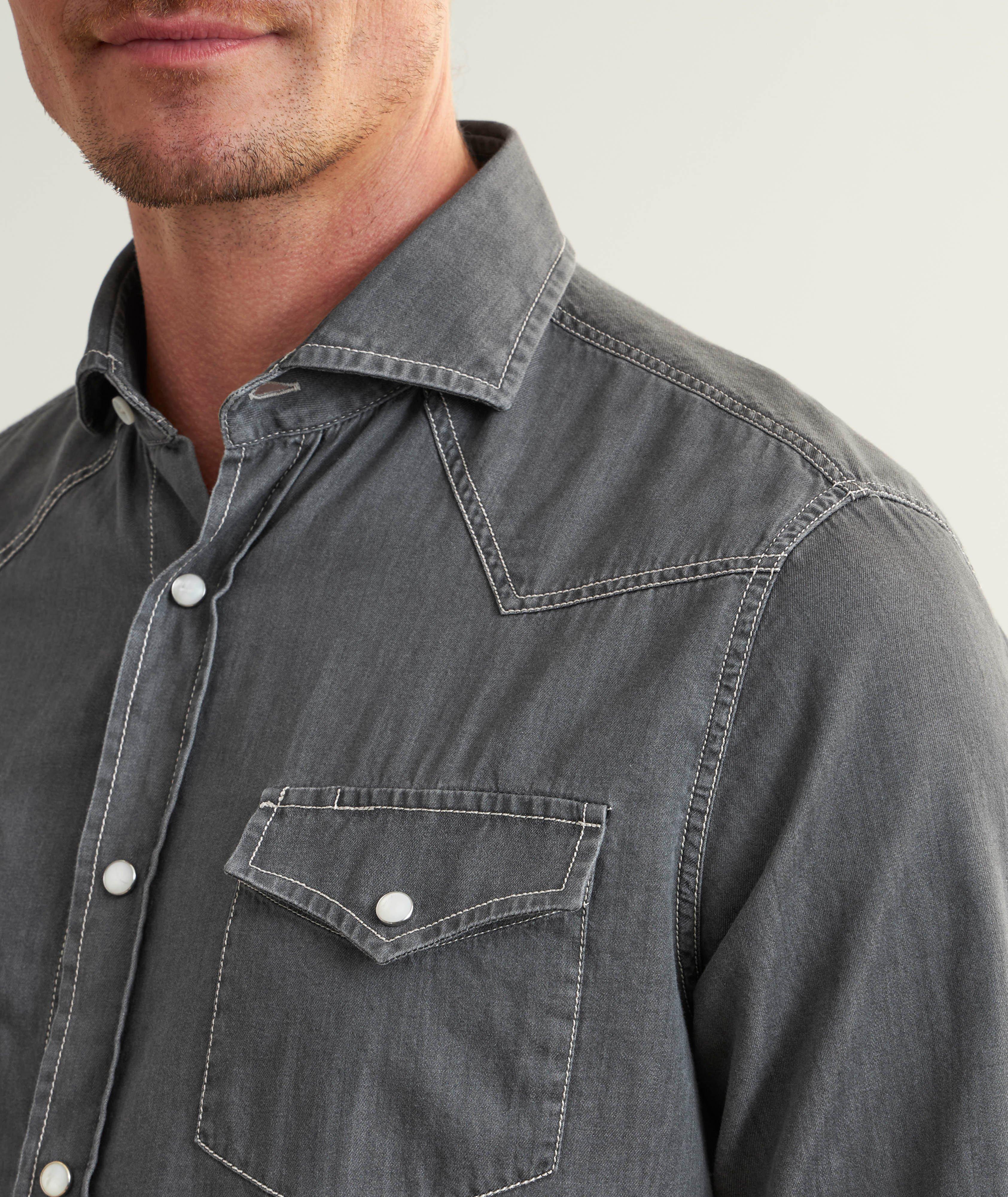 Easy-Fit Denim Western Shirt image 3