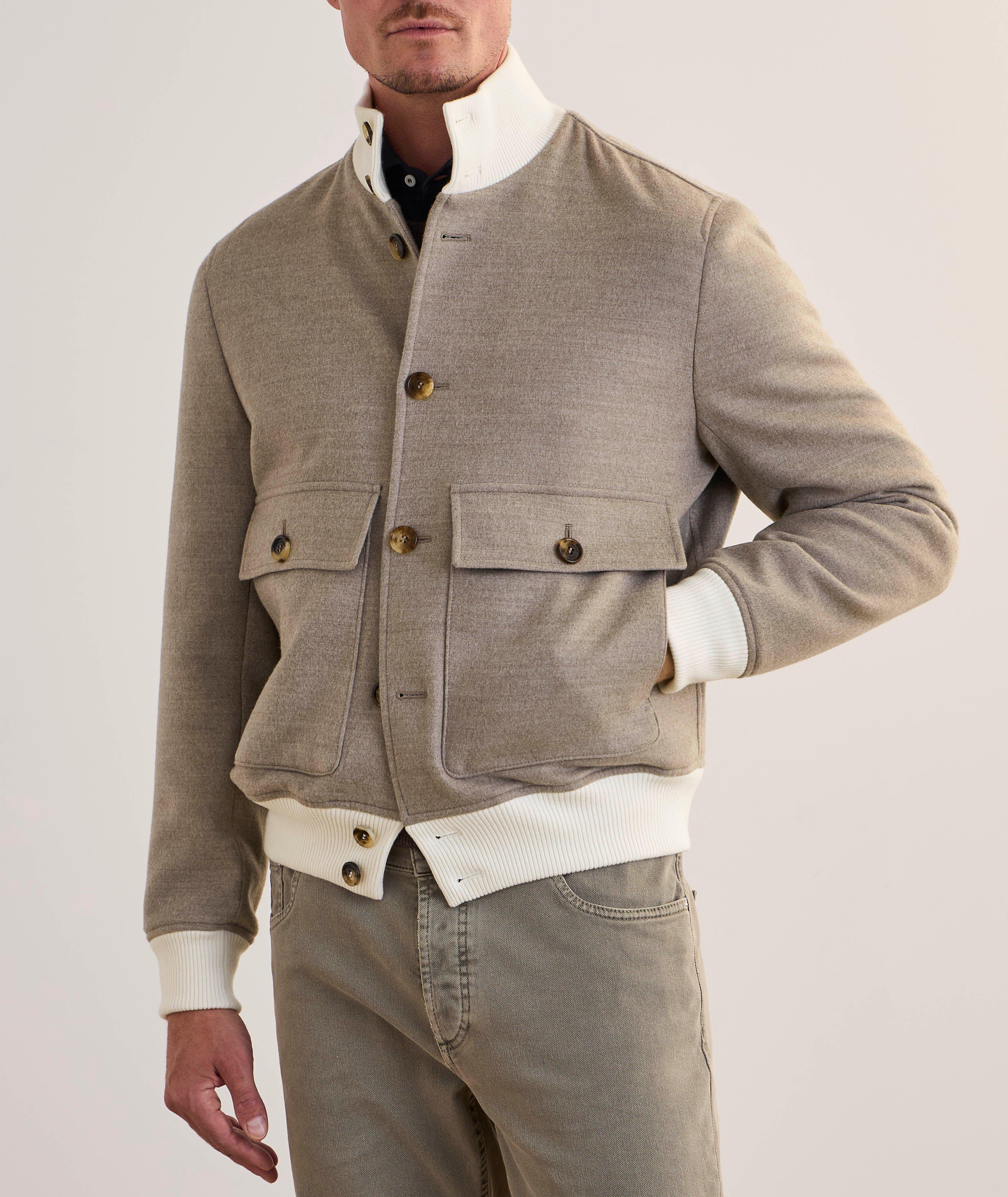 Blouson en laine mérinos et en cachemire à col montant image 1