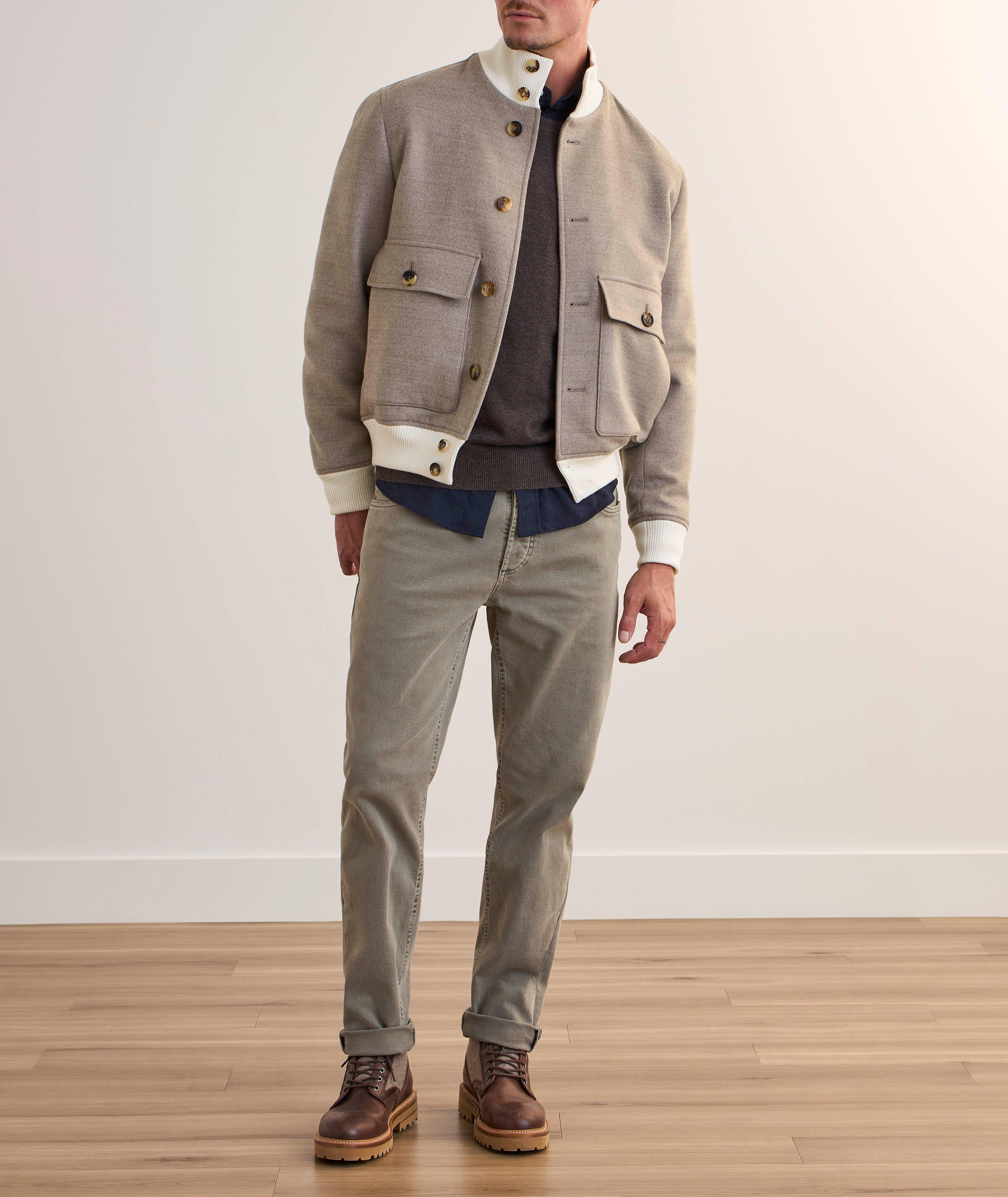Blouson en laine mérinos et en cachemire à col montant image 5