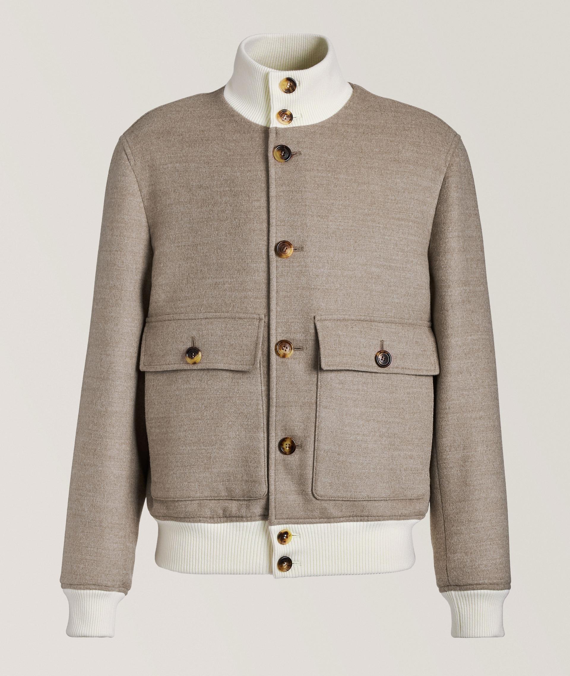 Blouson en laine mérinos et en cachemire à col montant image 0