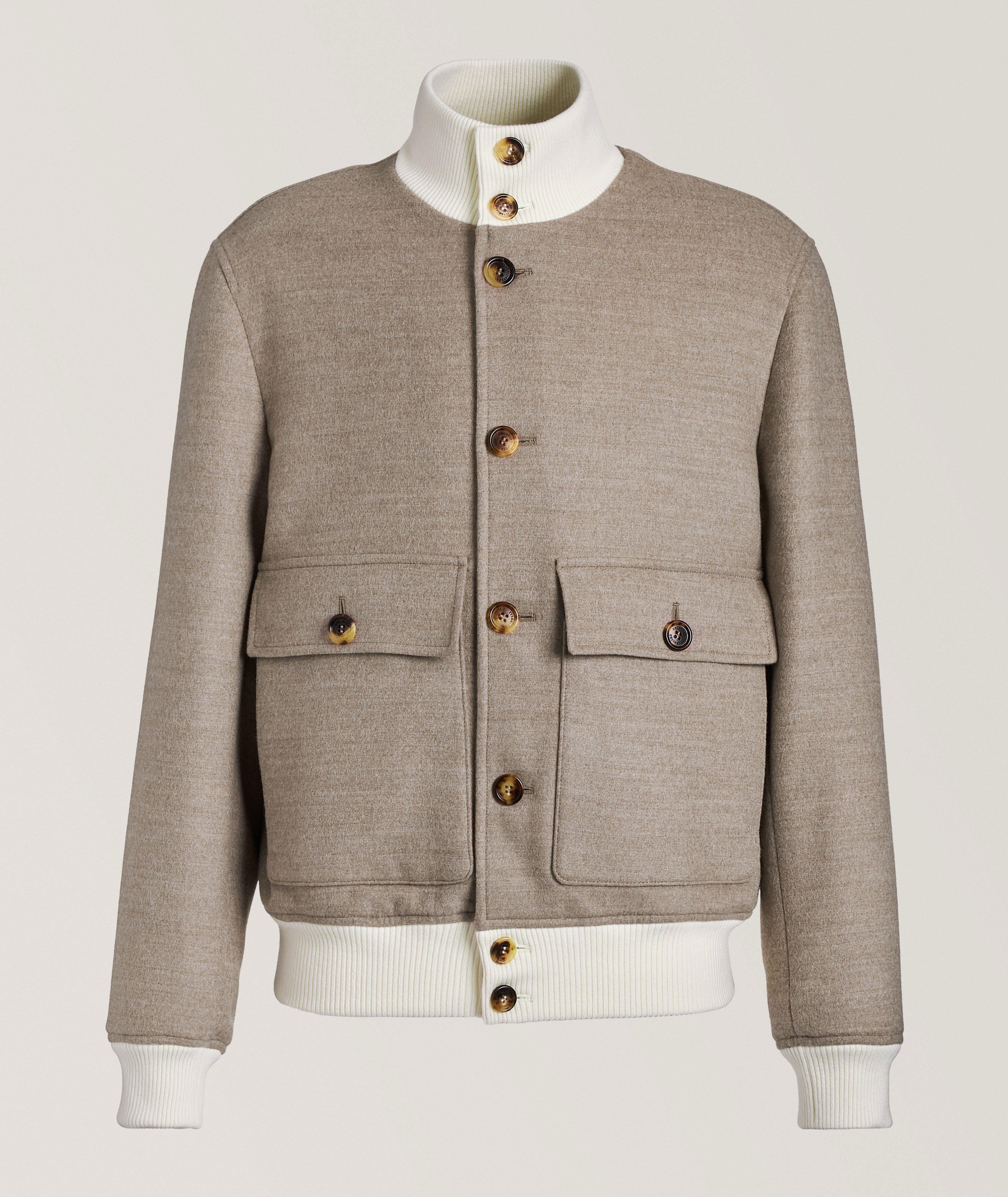 Blouson en laine mérinos et en cachemire à col montant image 0