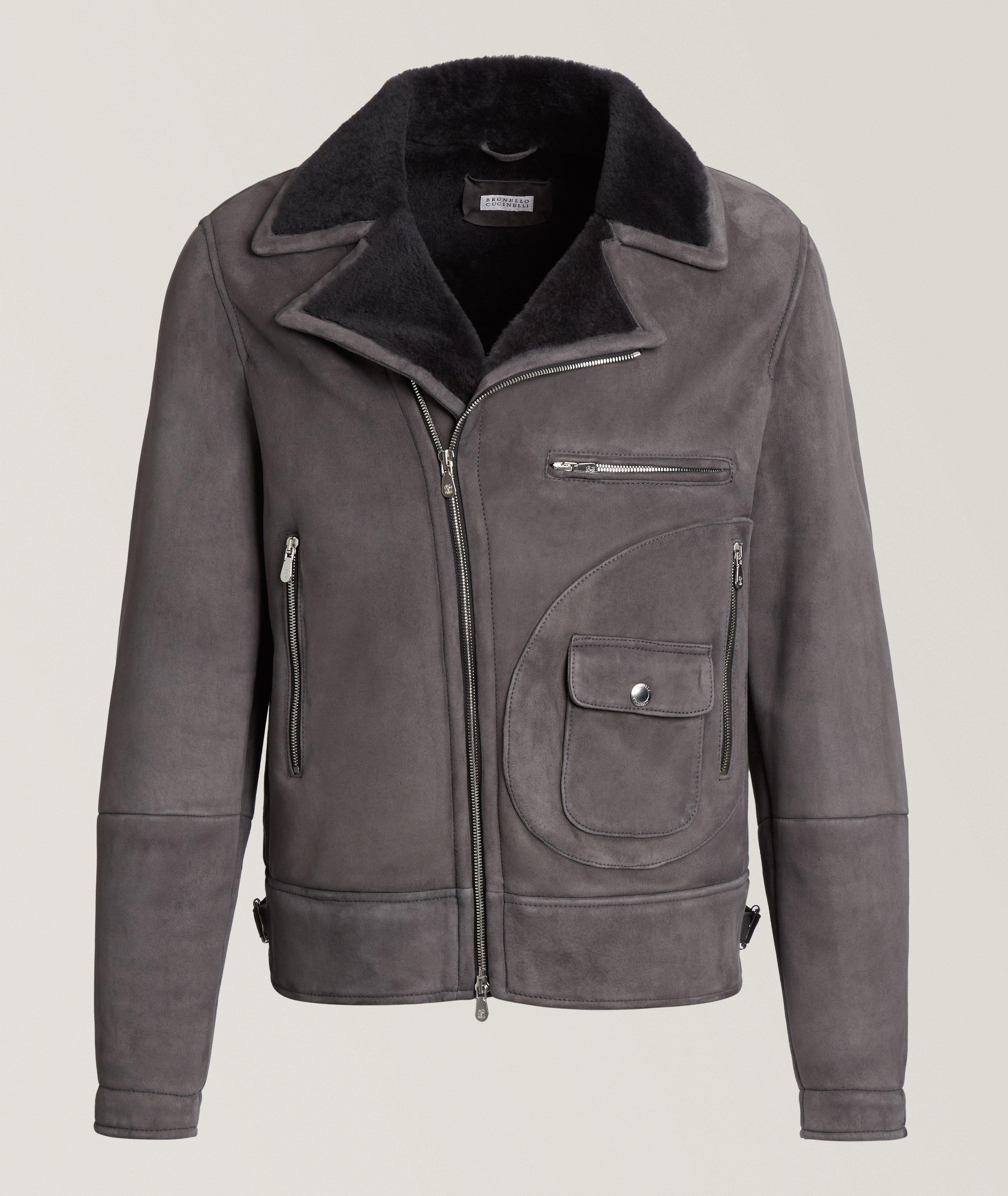 Brunello Cucinelli Shearling-Lined Suede Aviator Jacket