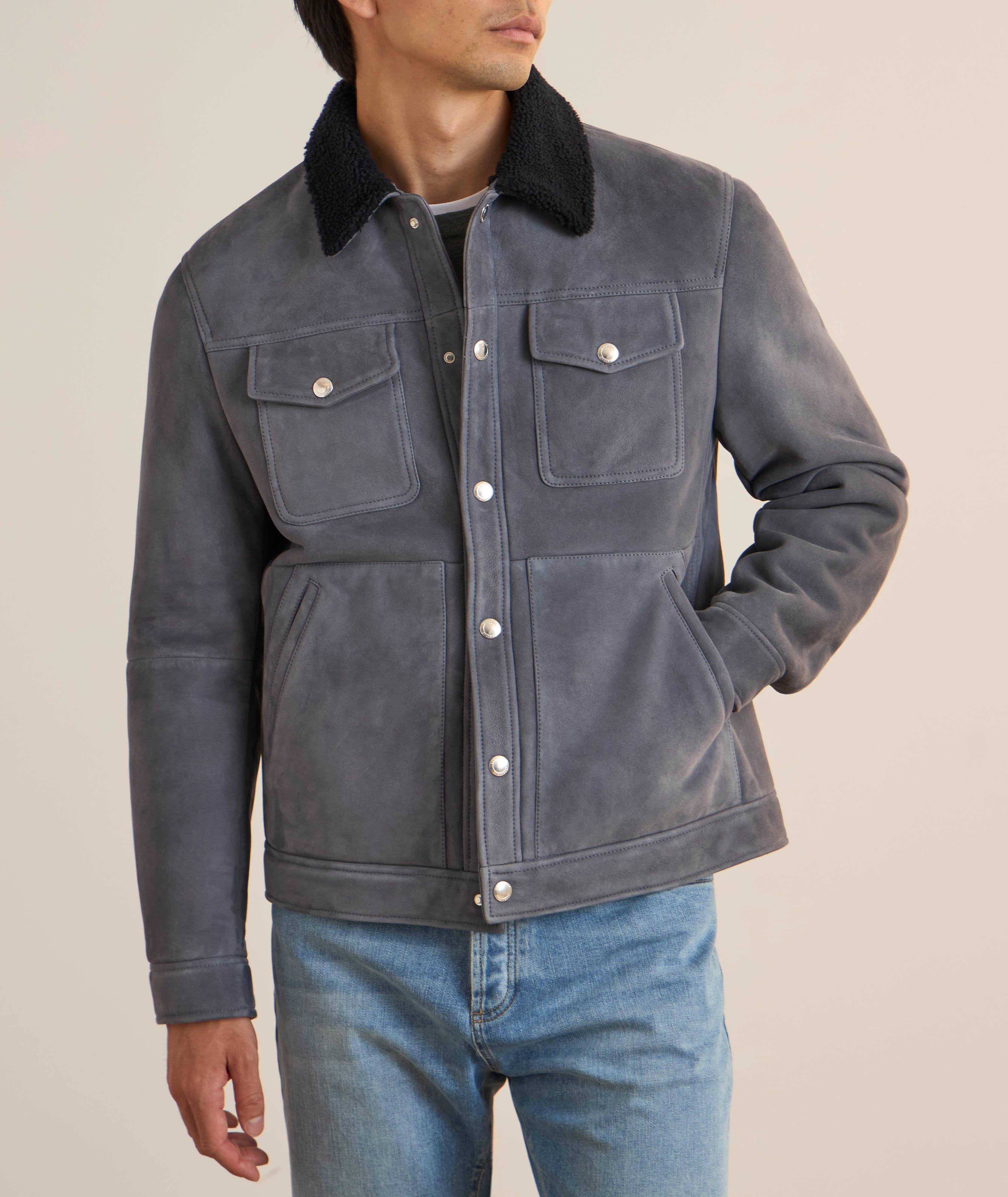 Shearling-Lined Suede Shirt Jacket image 1