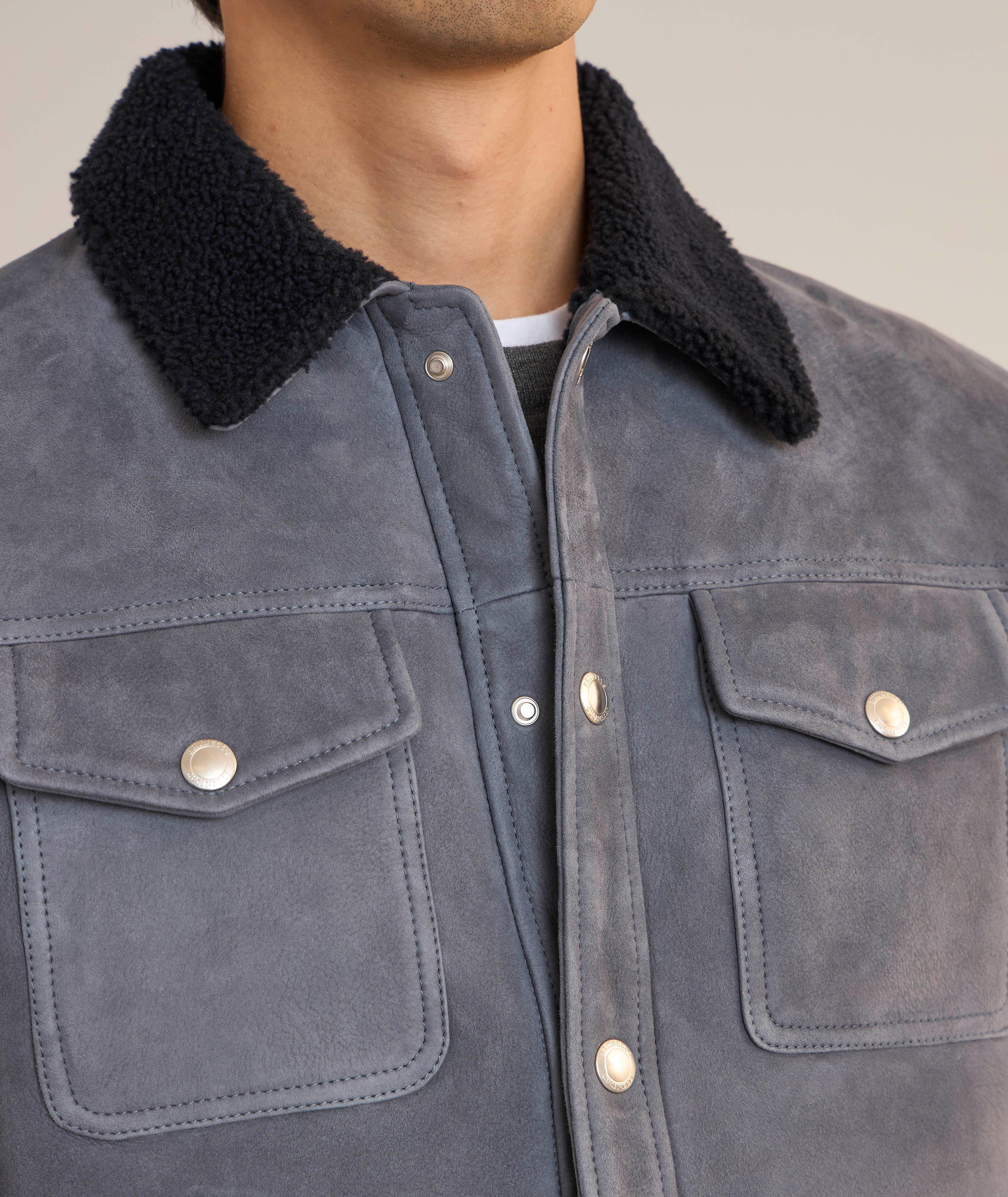 Shearling-Lined Suede Shirt Jacket image 3