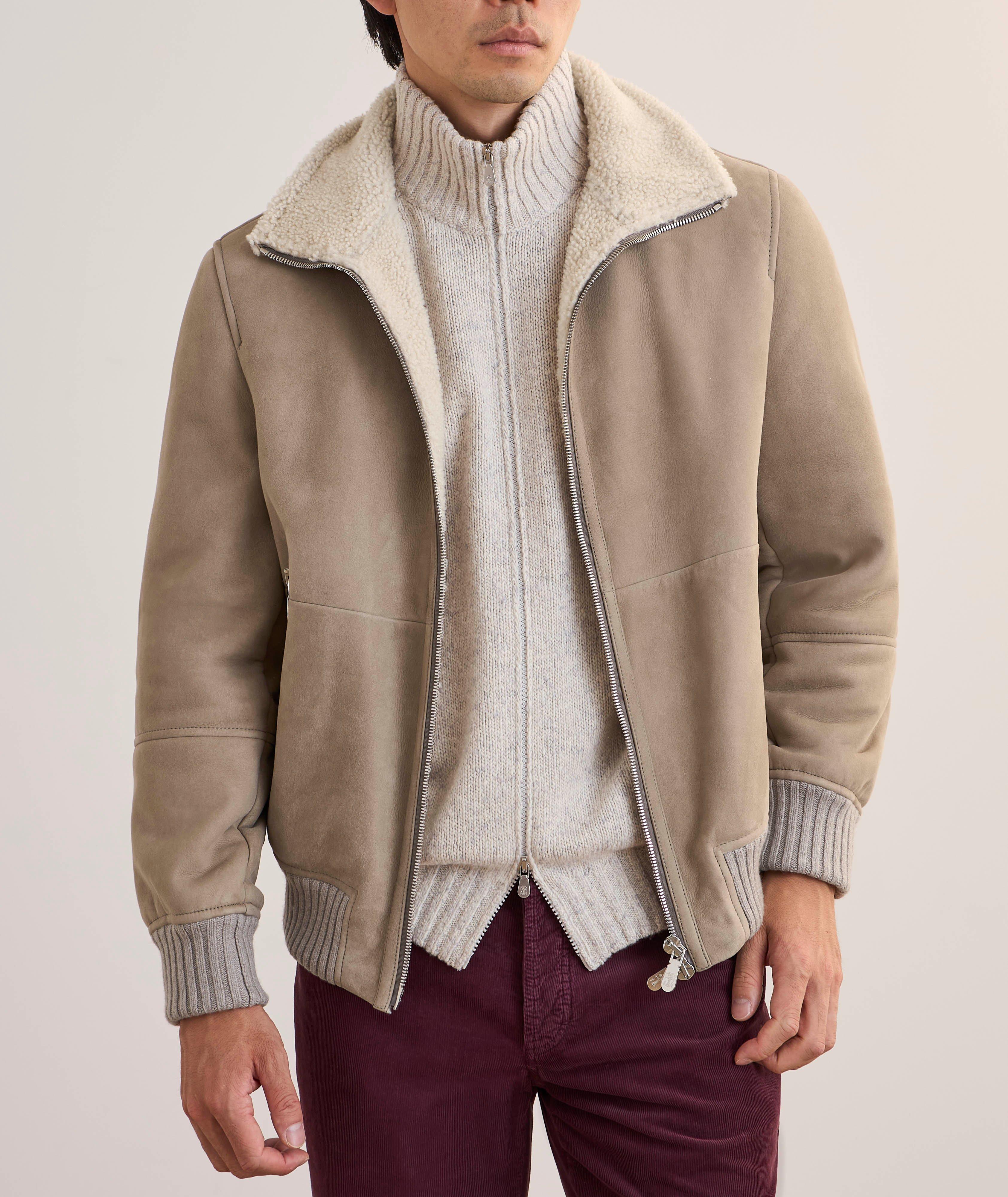 Shearling-Lined Suede Bomber  image 1