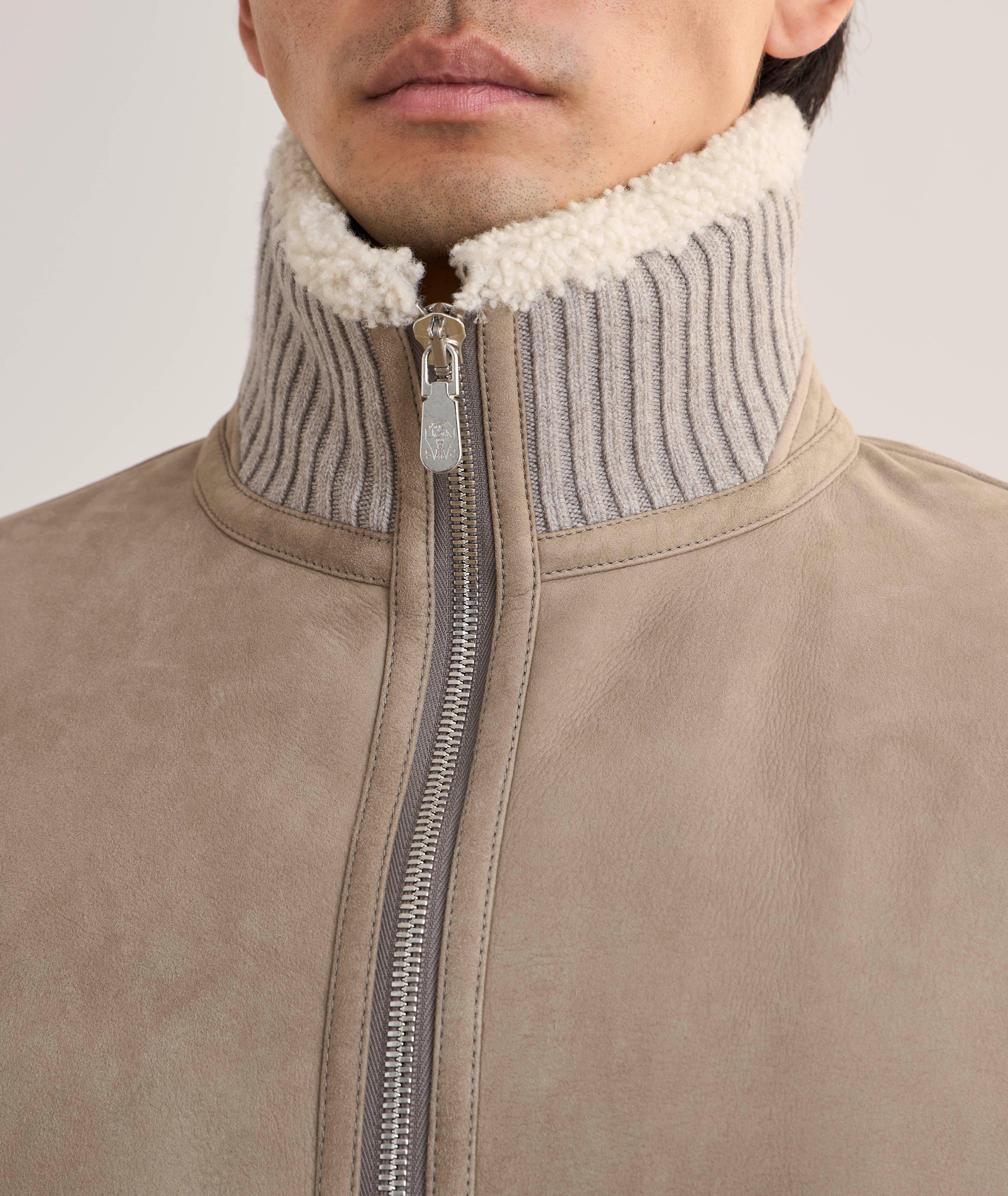 Shearling-Lined Suede Bomber  image 3