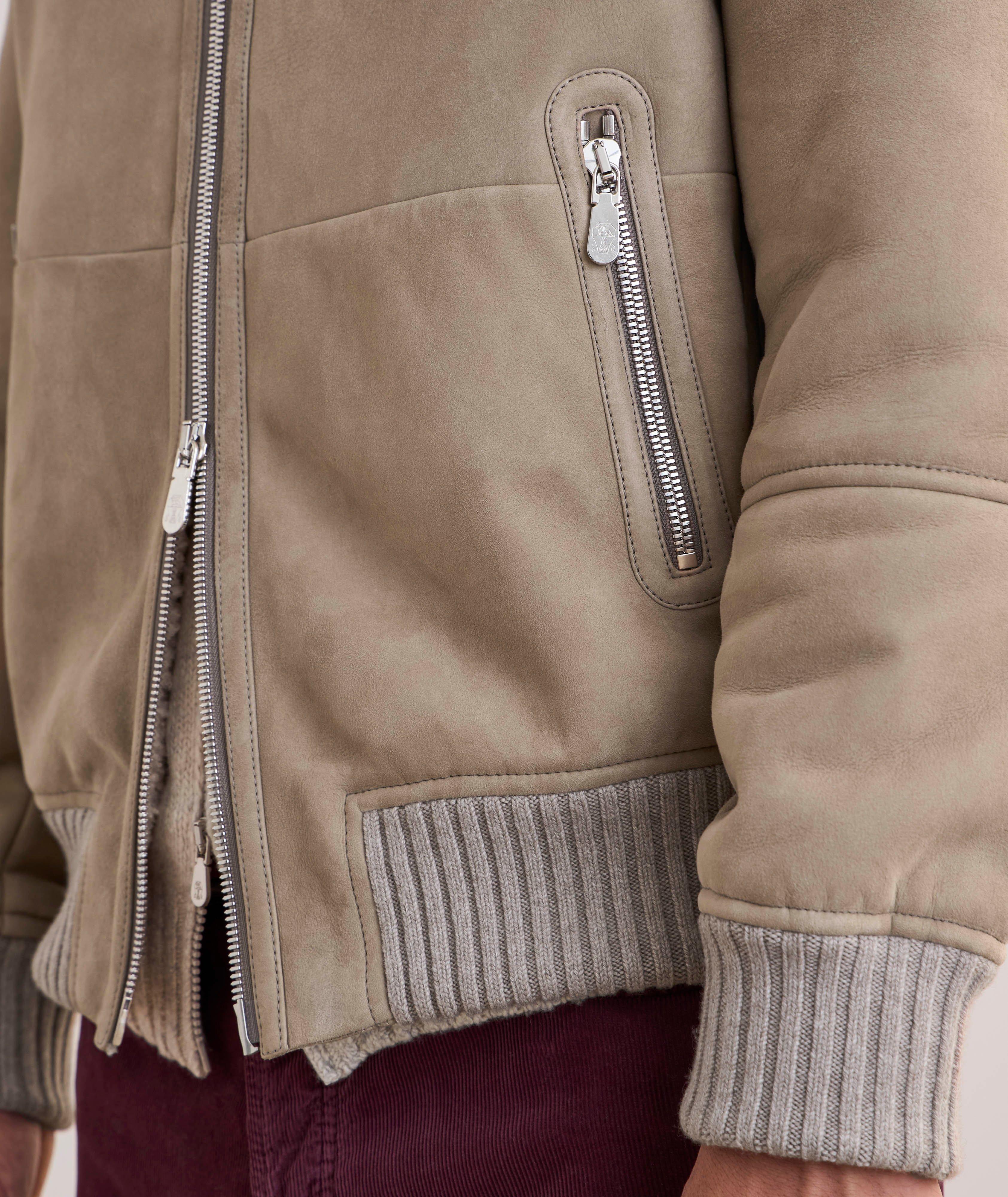 Shearling-Lined Suede Bomber  image 5