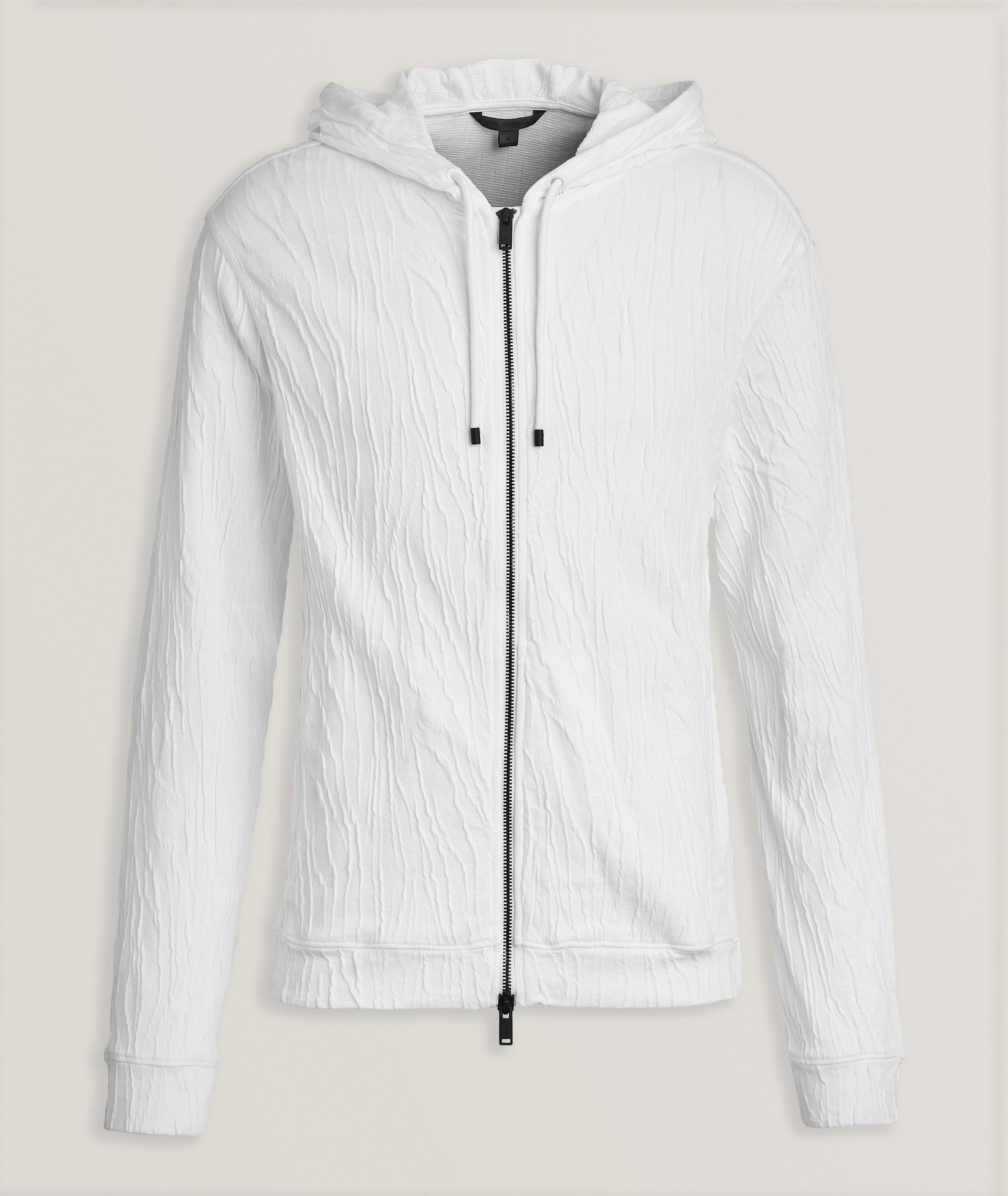 Textured Zippered Hooded Sweater image 0