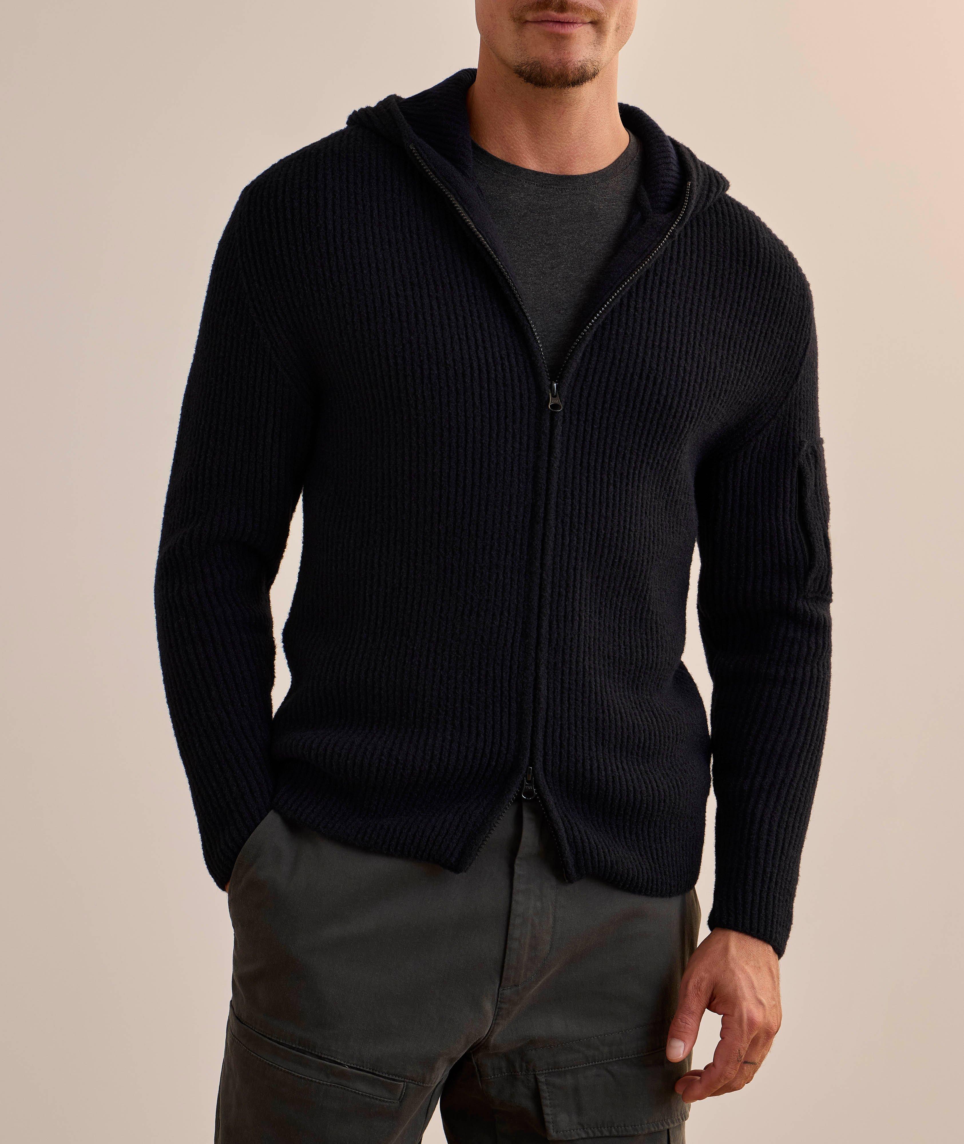 Rib-Knit Wool-Blend Hooded Sweater image 1