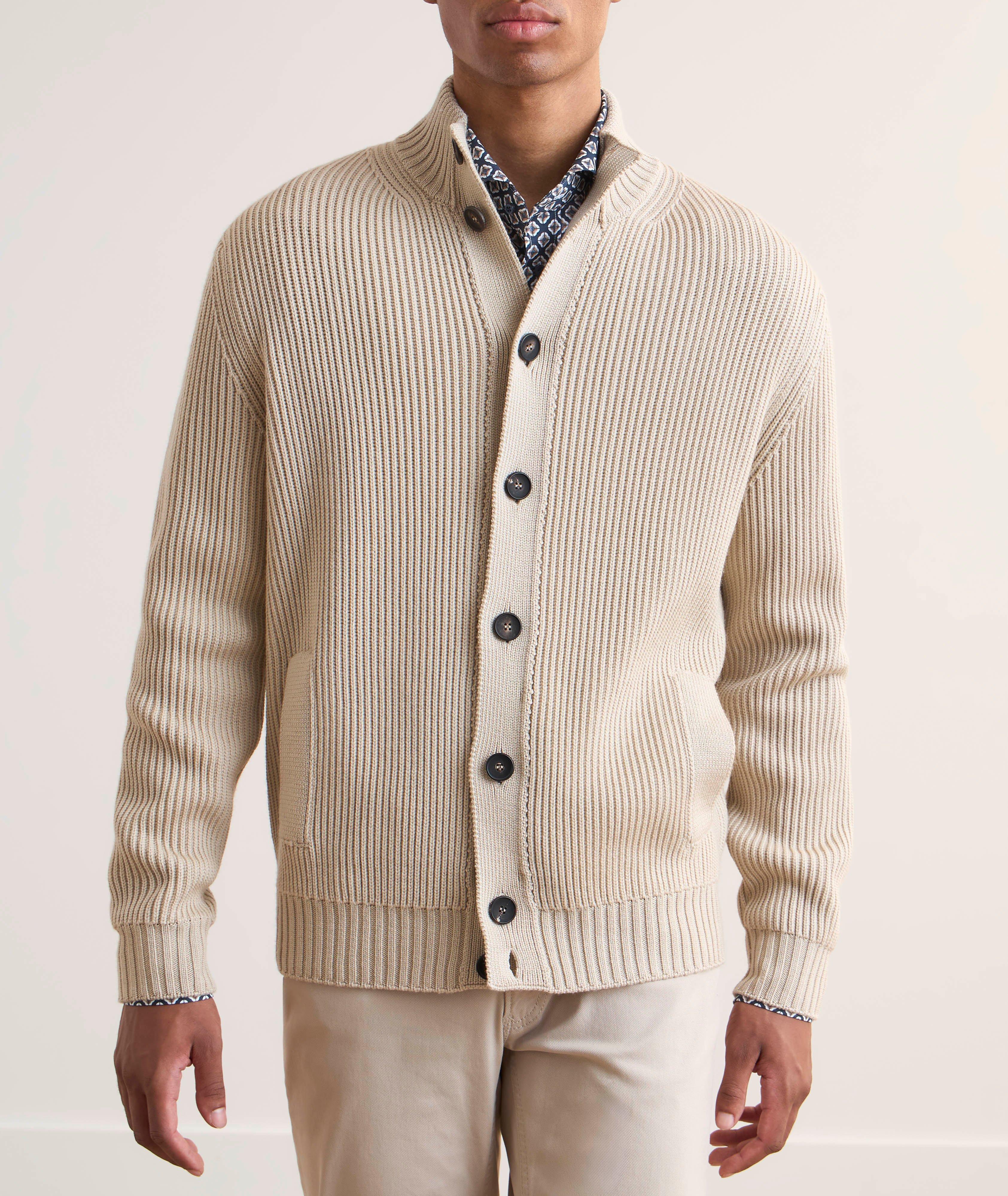Cardigan en tricot côtelé de laine mérinos image 1