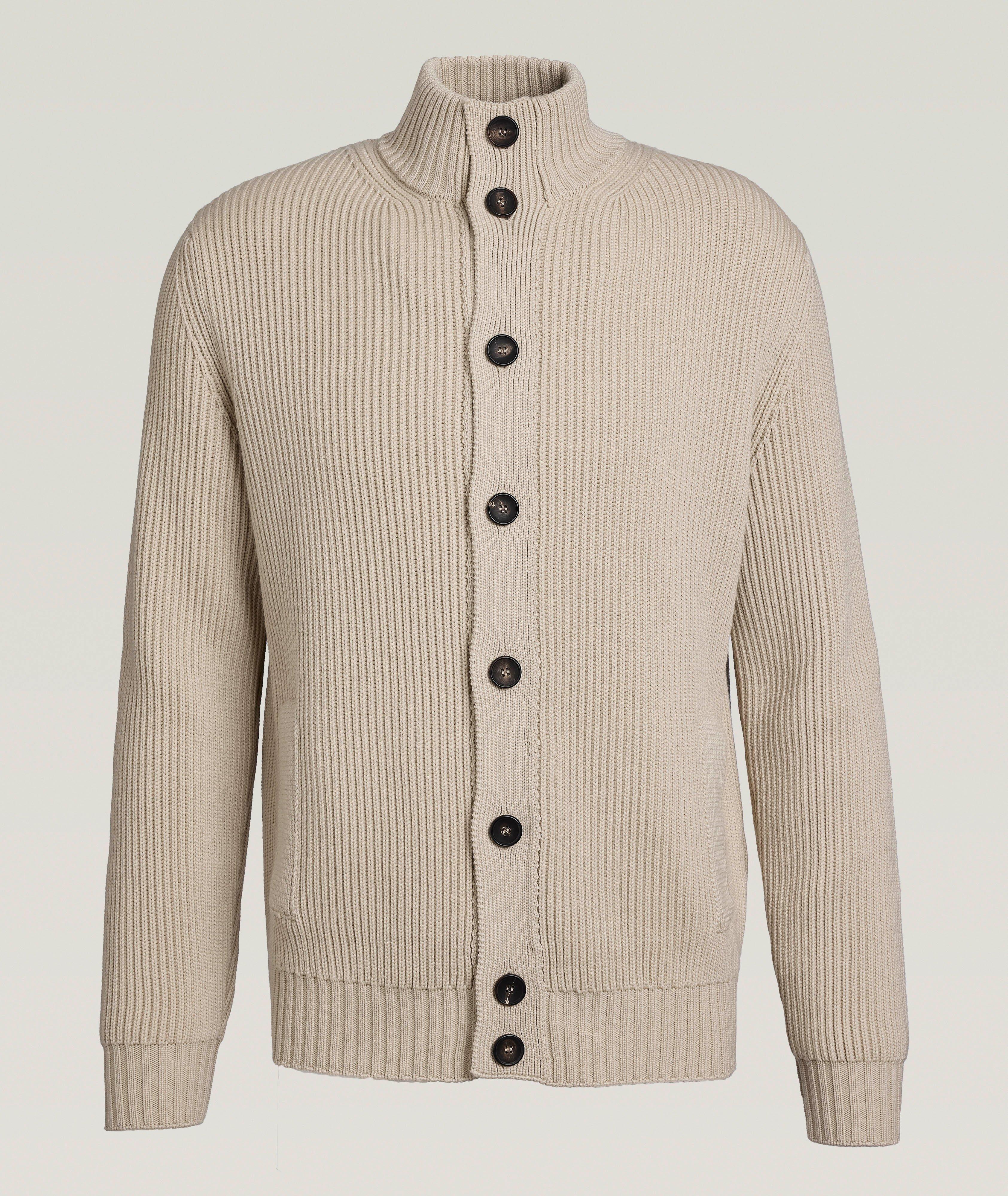 Cardigan en tricot côtelé de laine mérinos image 0