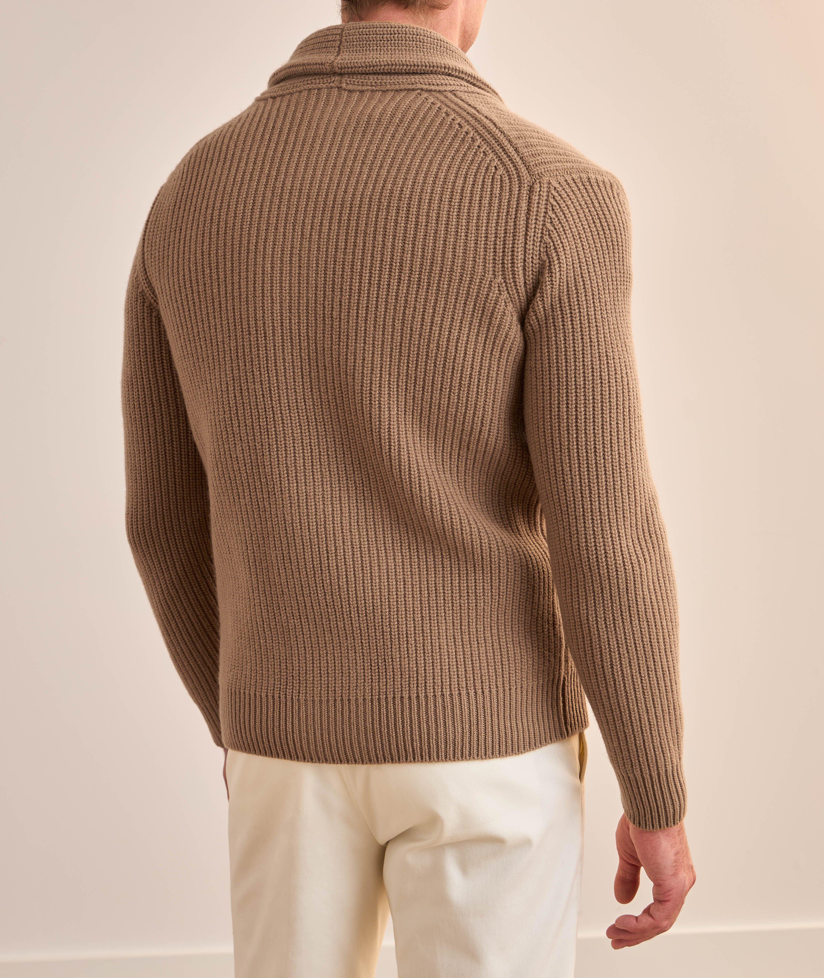 Wool-Cashmere Ribbed Shawl Cardigan  image 2