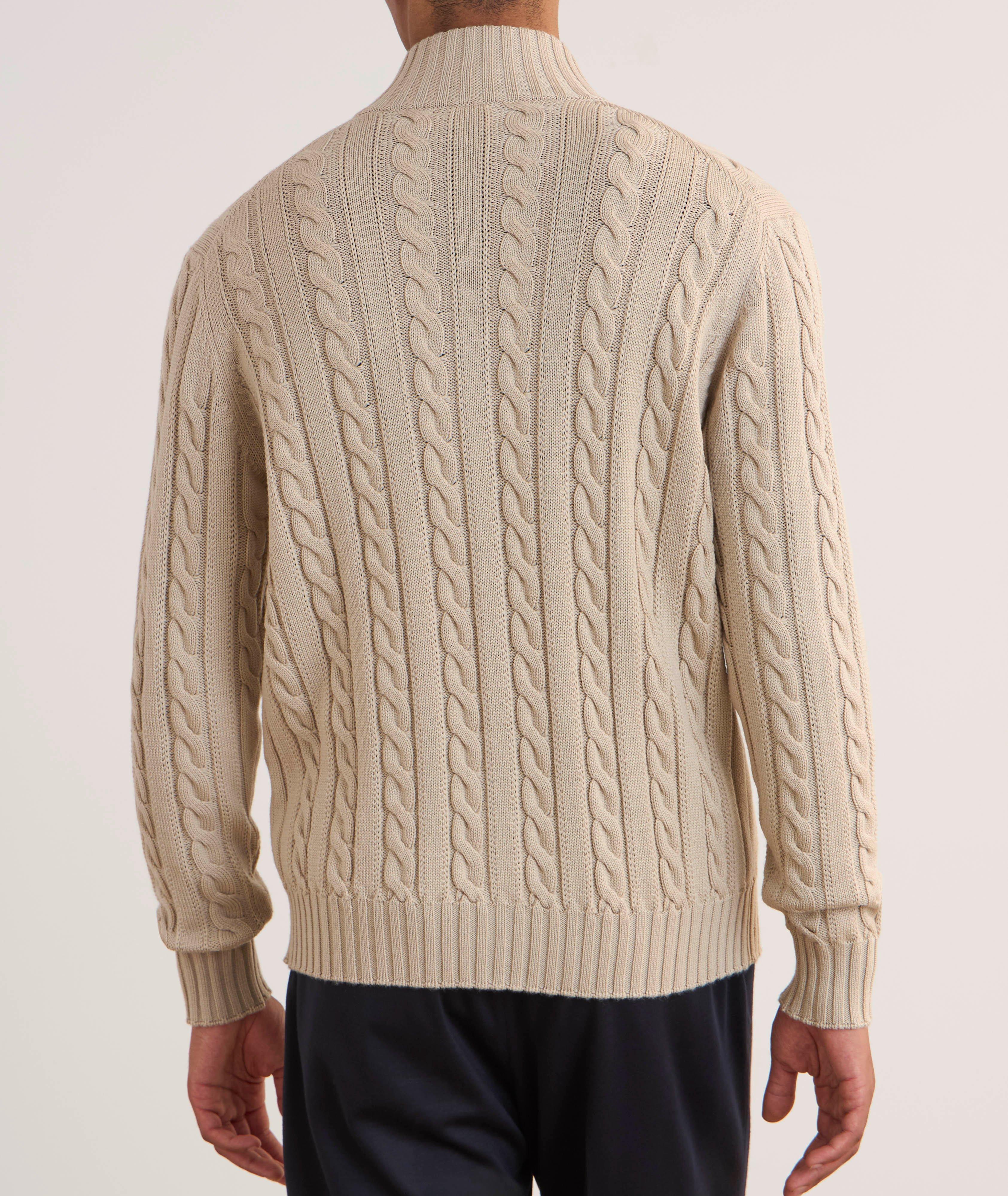 Merino Wool Cable Knit Zipper Cardigan  image 2
