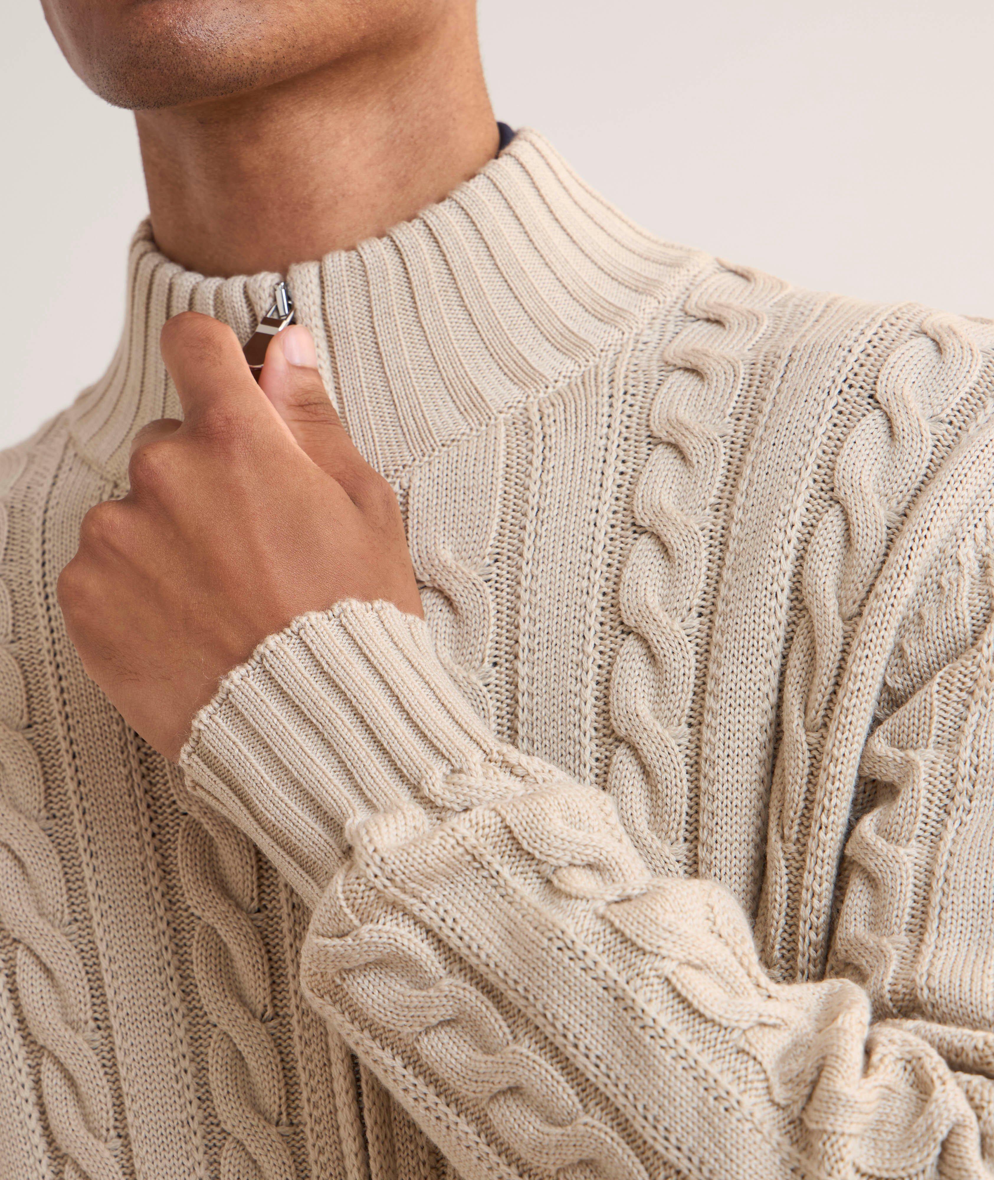 Merino Wool Cable Knit Zipper Cardigan  image 3