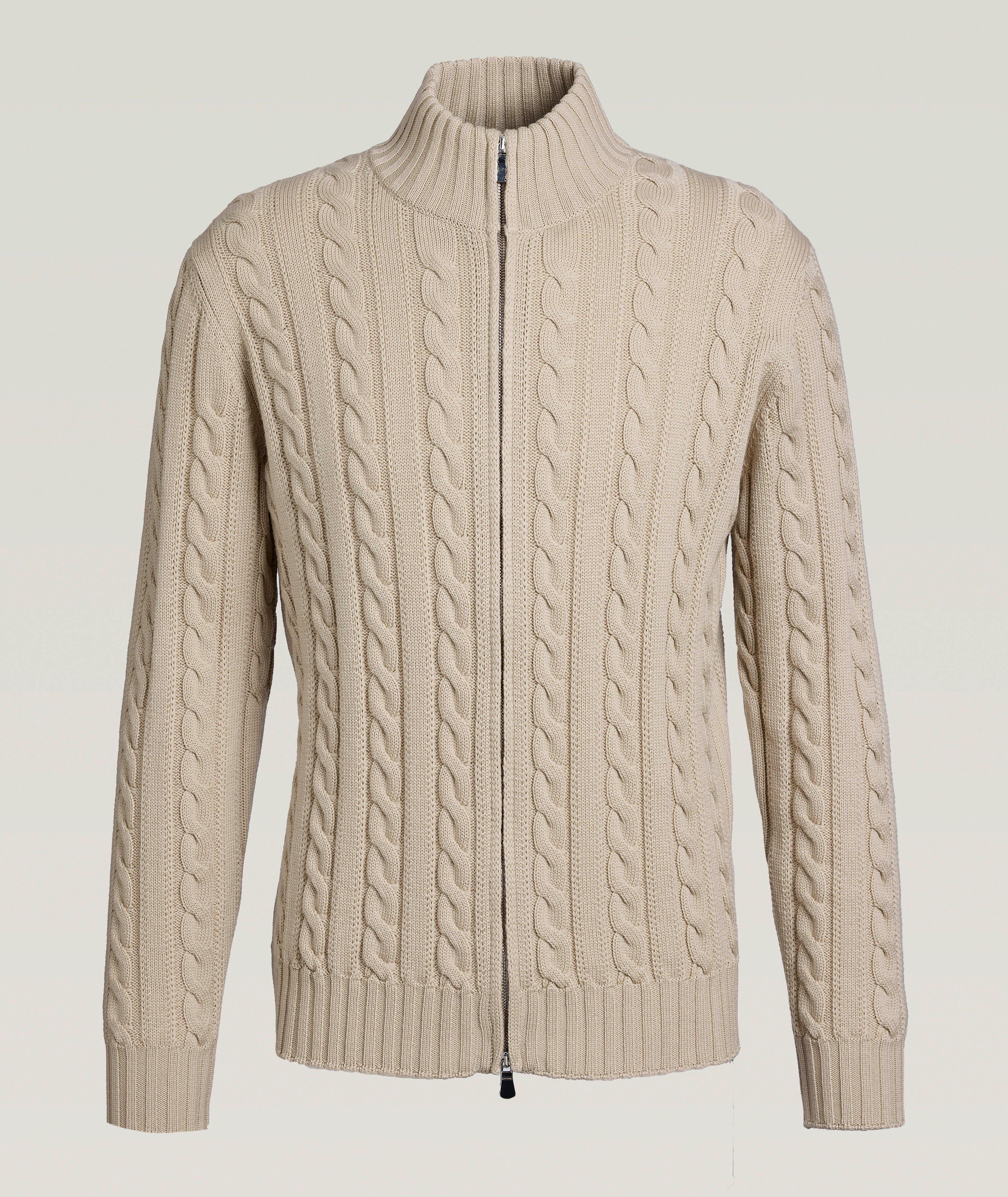 Merino Wool Cable Knit Zipper Cardigan  image 0